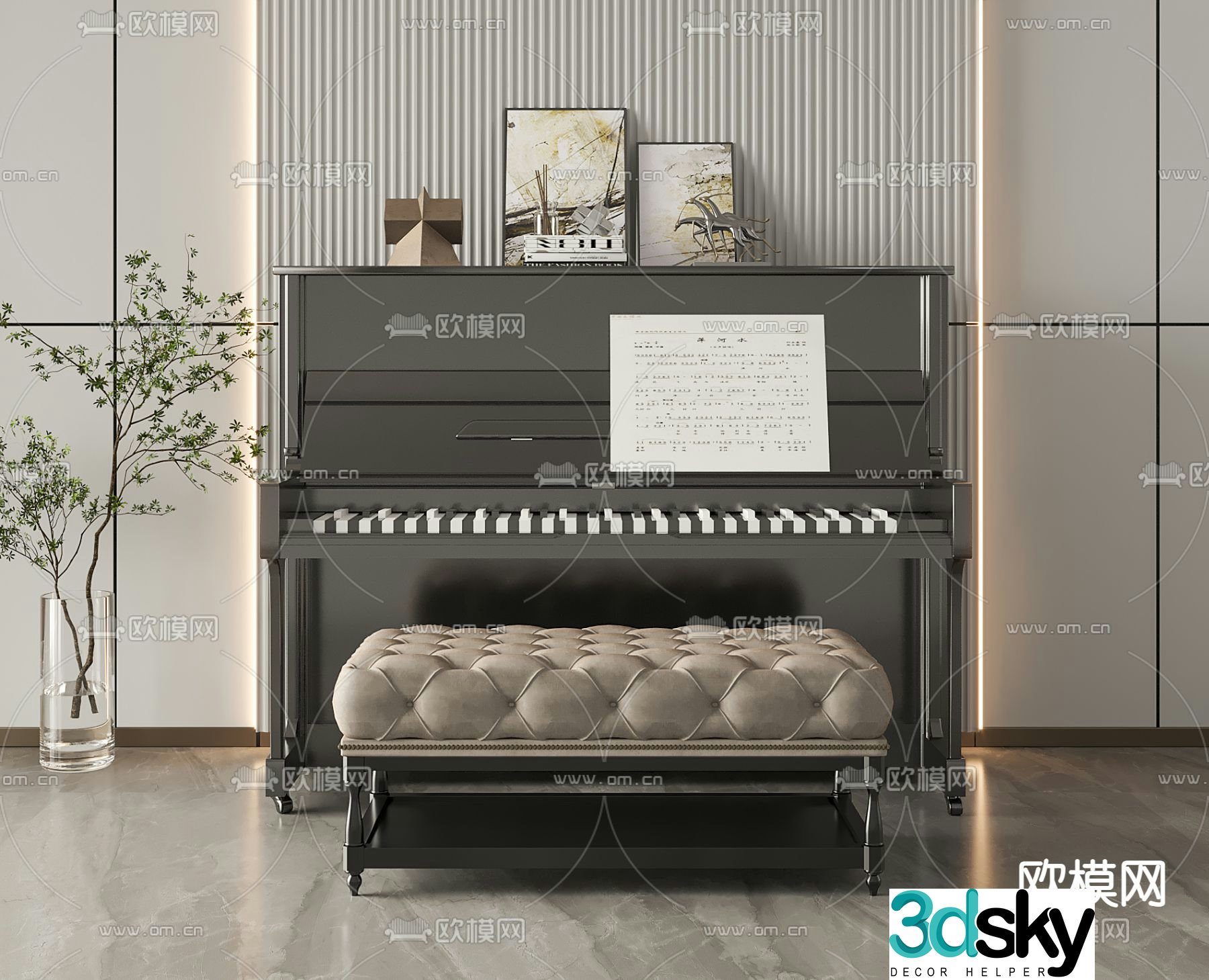 modern piano 3d model