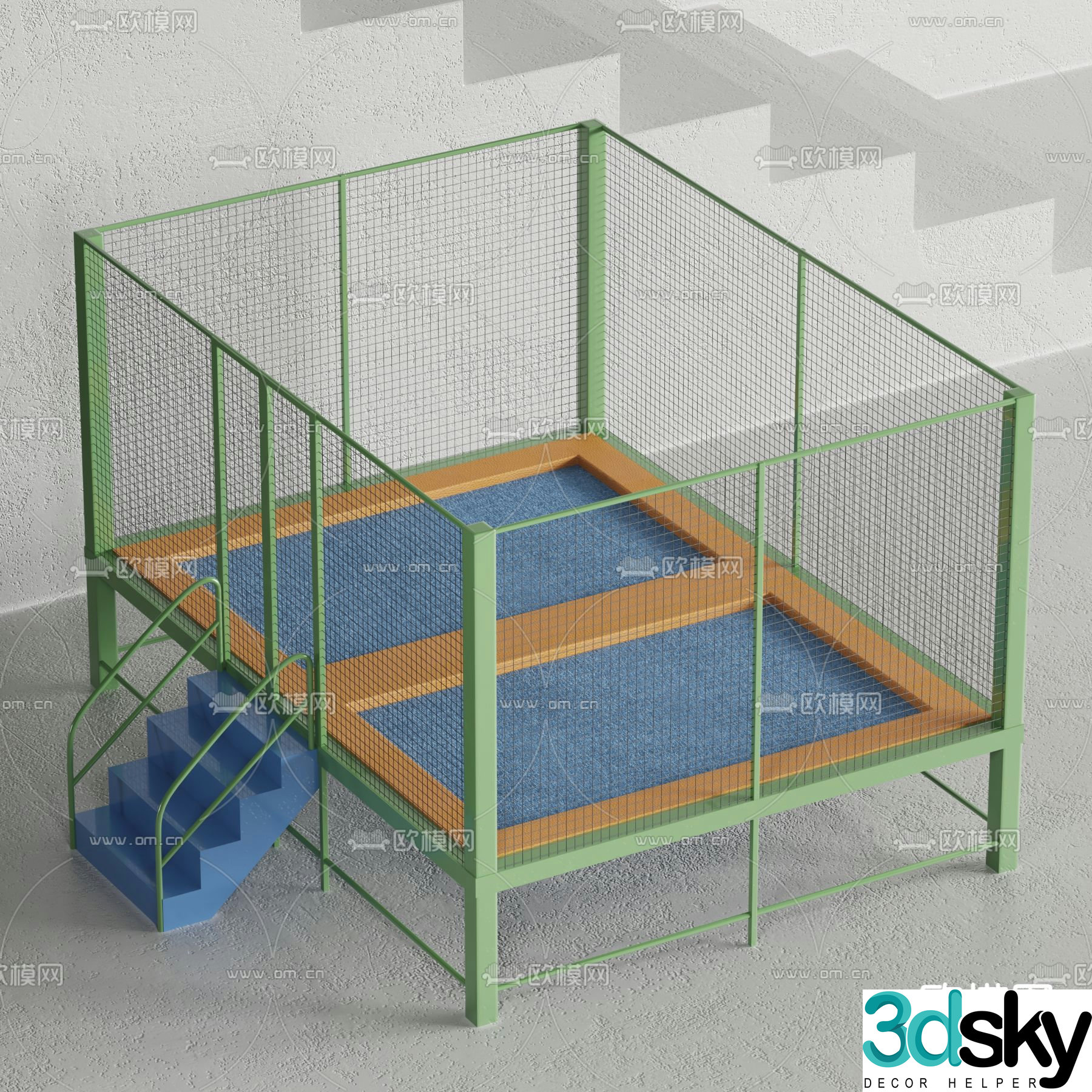 Modern children's trampoline 3d model
