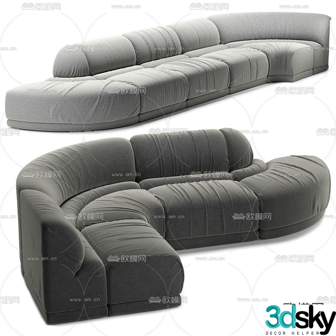 Cassina corner multi-seat sofa 3d model