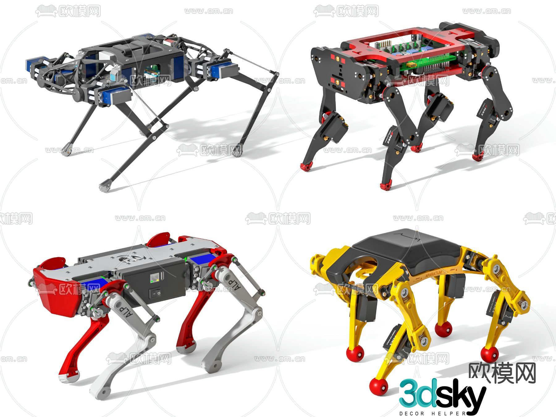 Modern quadruped robot combination 3d model