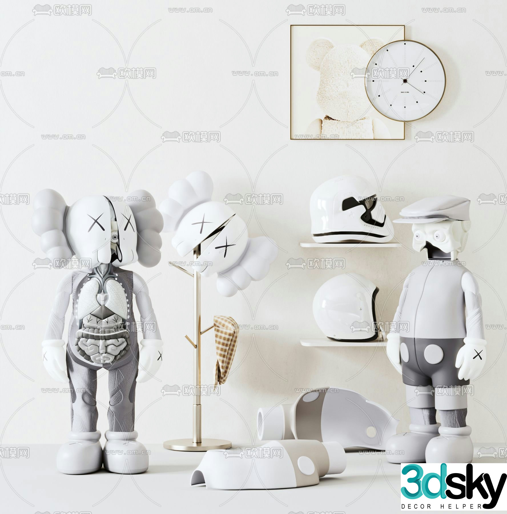 Modern KAWS trendy ornaments 3D model