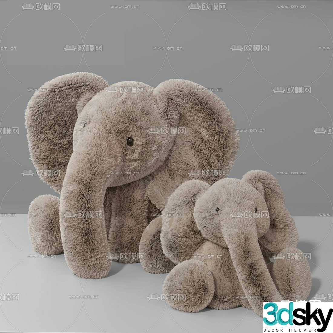 Modern plush elephant children’s toy 3d model