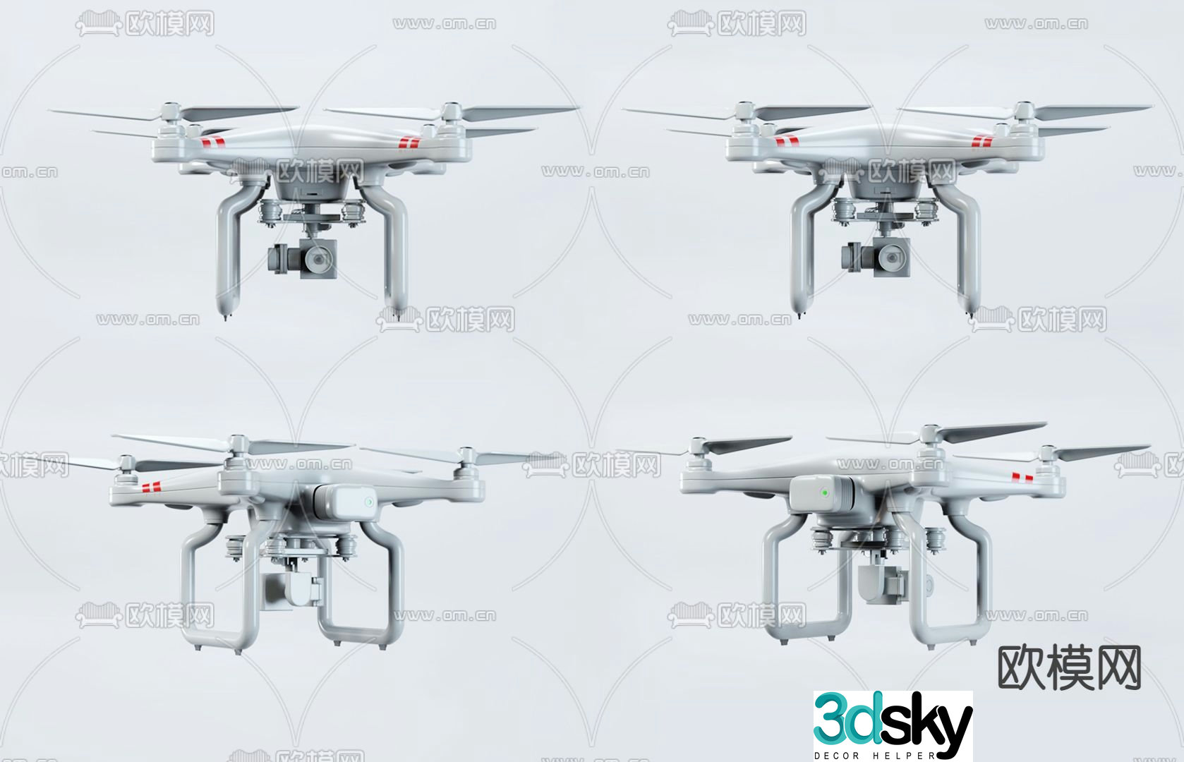 Modern aerial photography drone 3d model