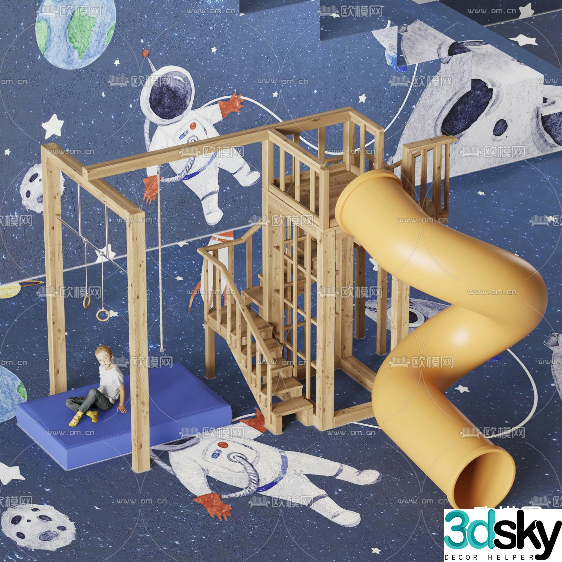 Modern children's slide boom 3d model