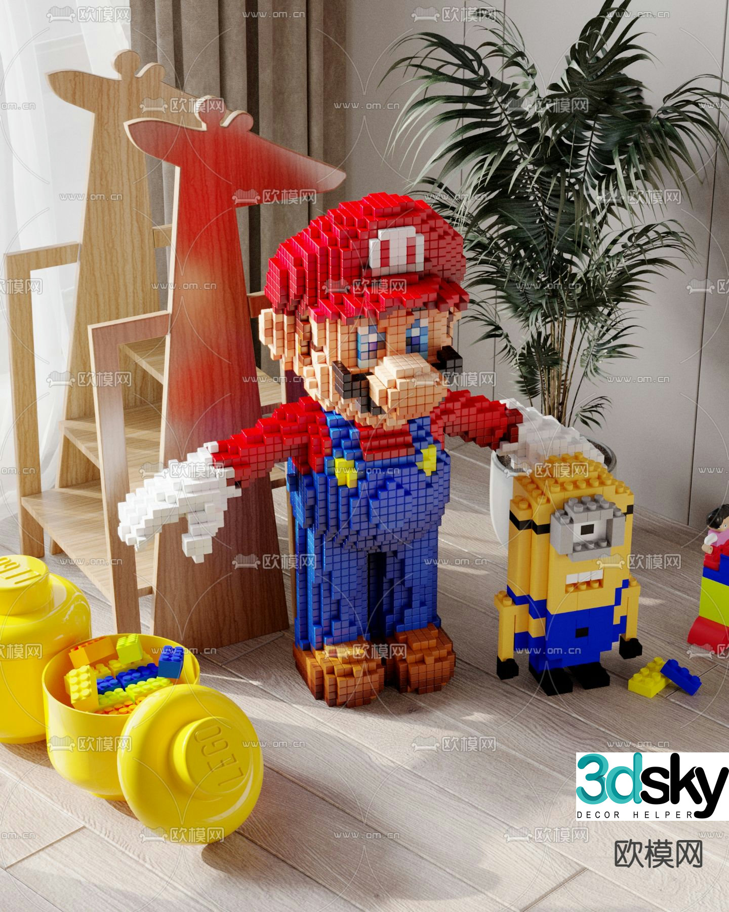 Modern minions building block toy 3d model