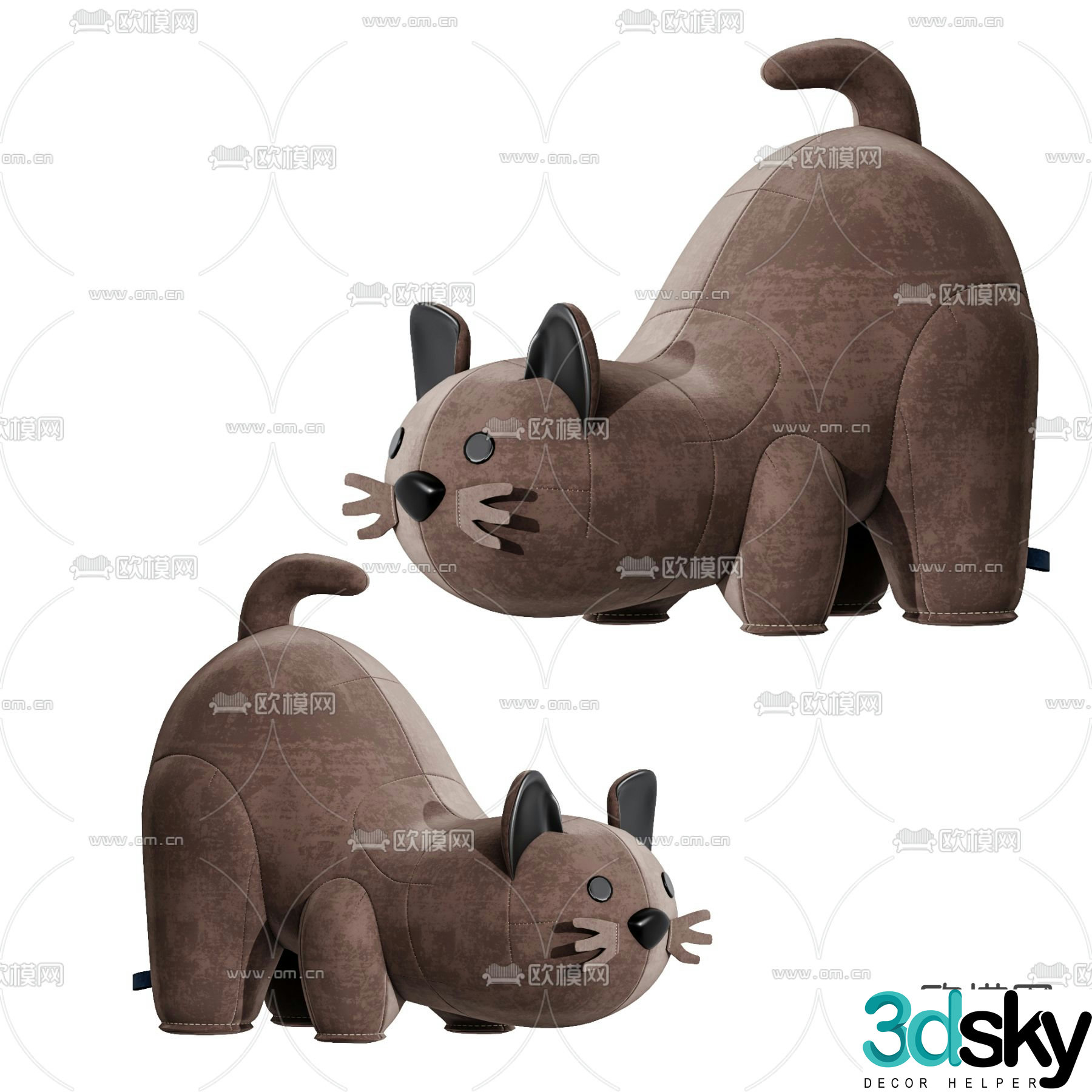Modern fabric toy cat 3d model