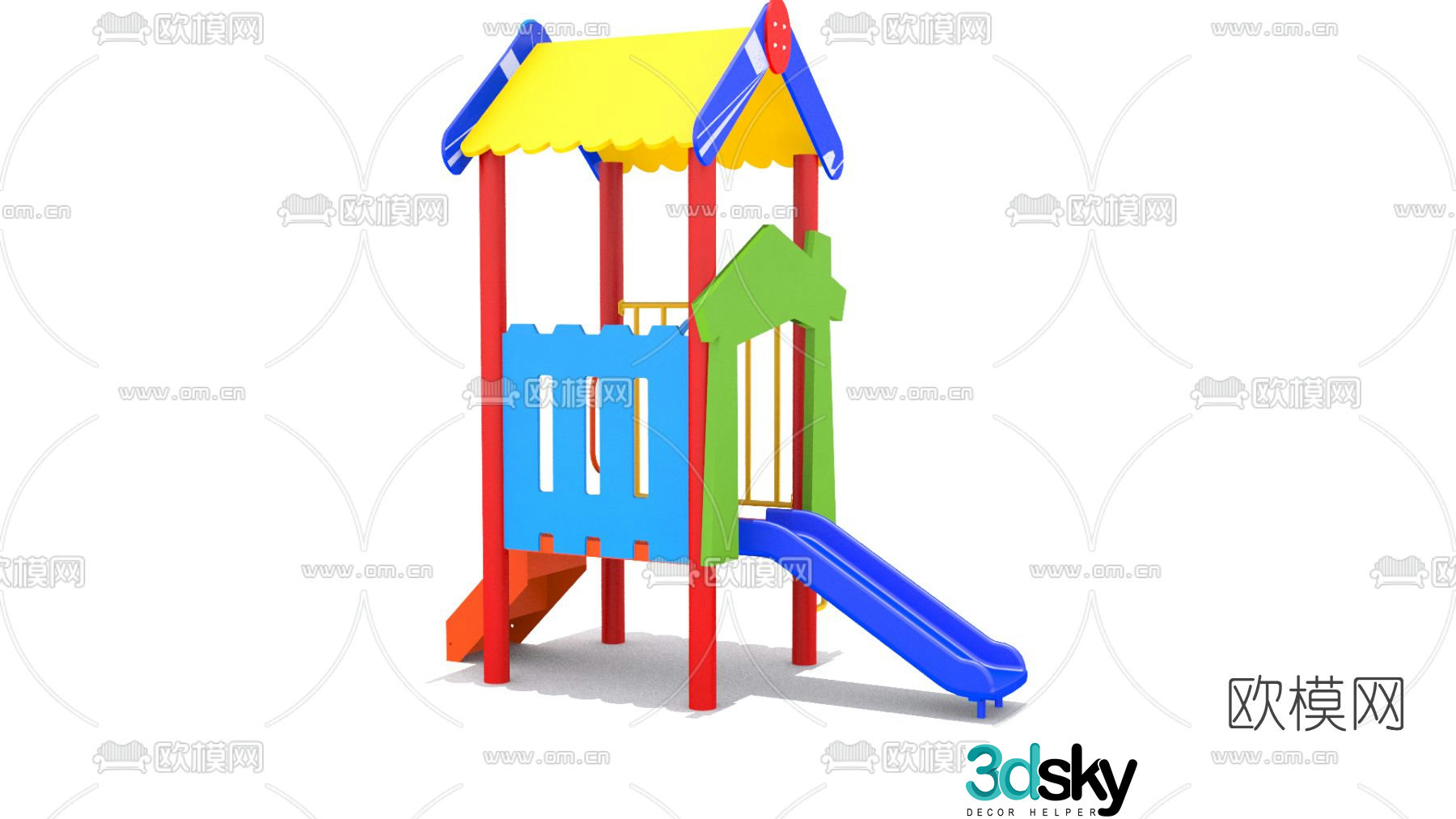 Modern children's slide free 3d model