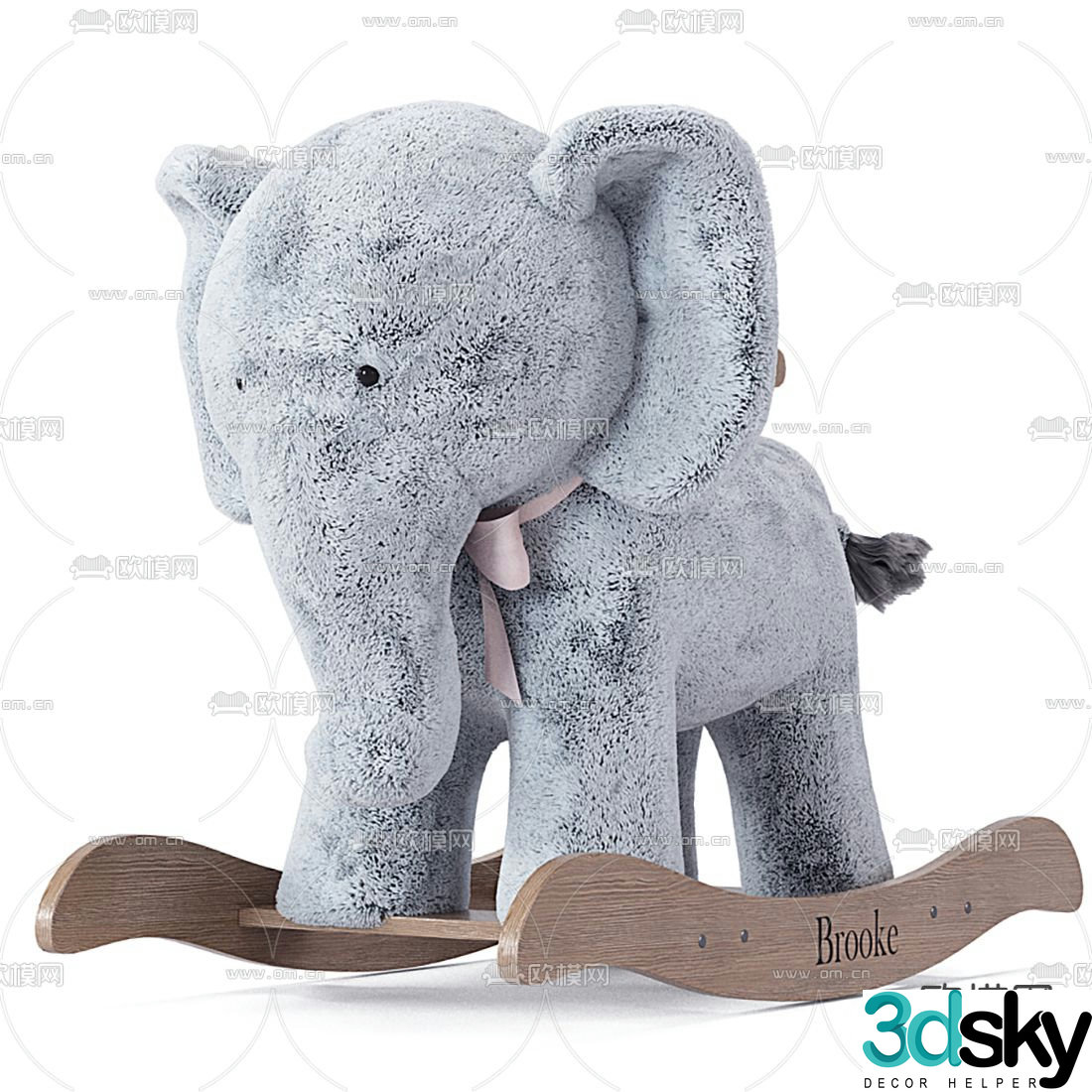Modern plush elephant children’s rocking chair rocking chair 3d model