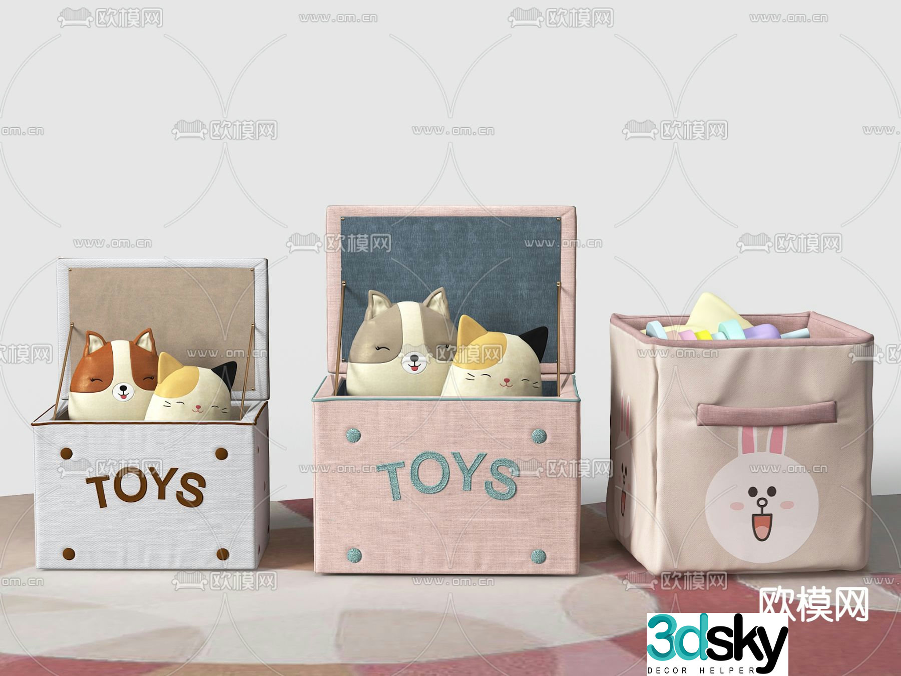 Modern children’s plush toy storage 3d model