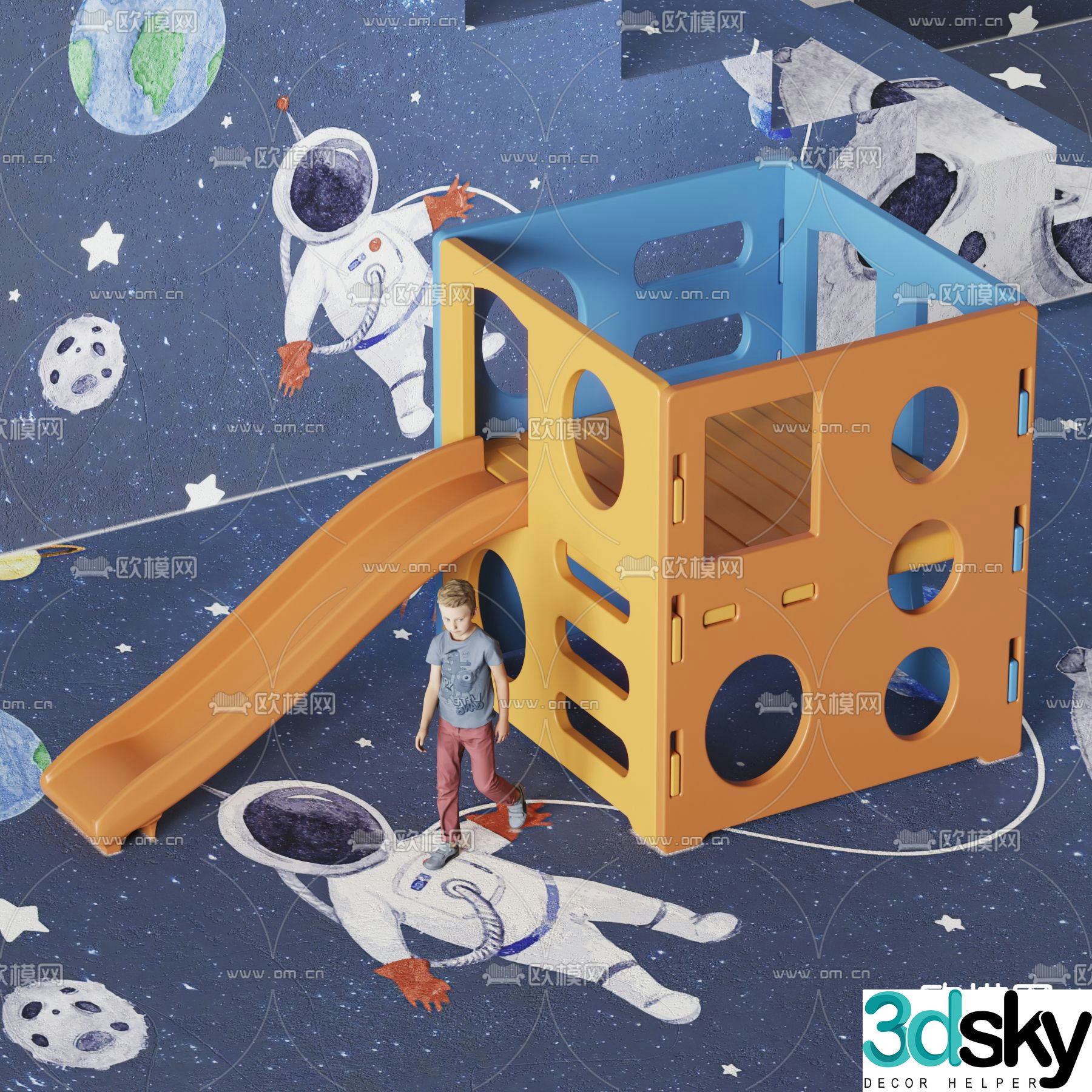 Modern children’s toy slide 3d model