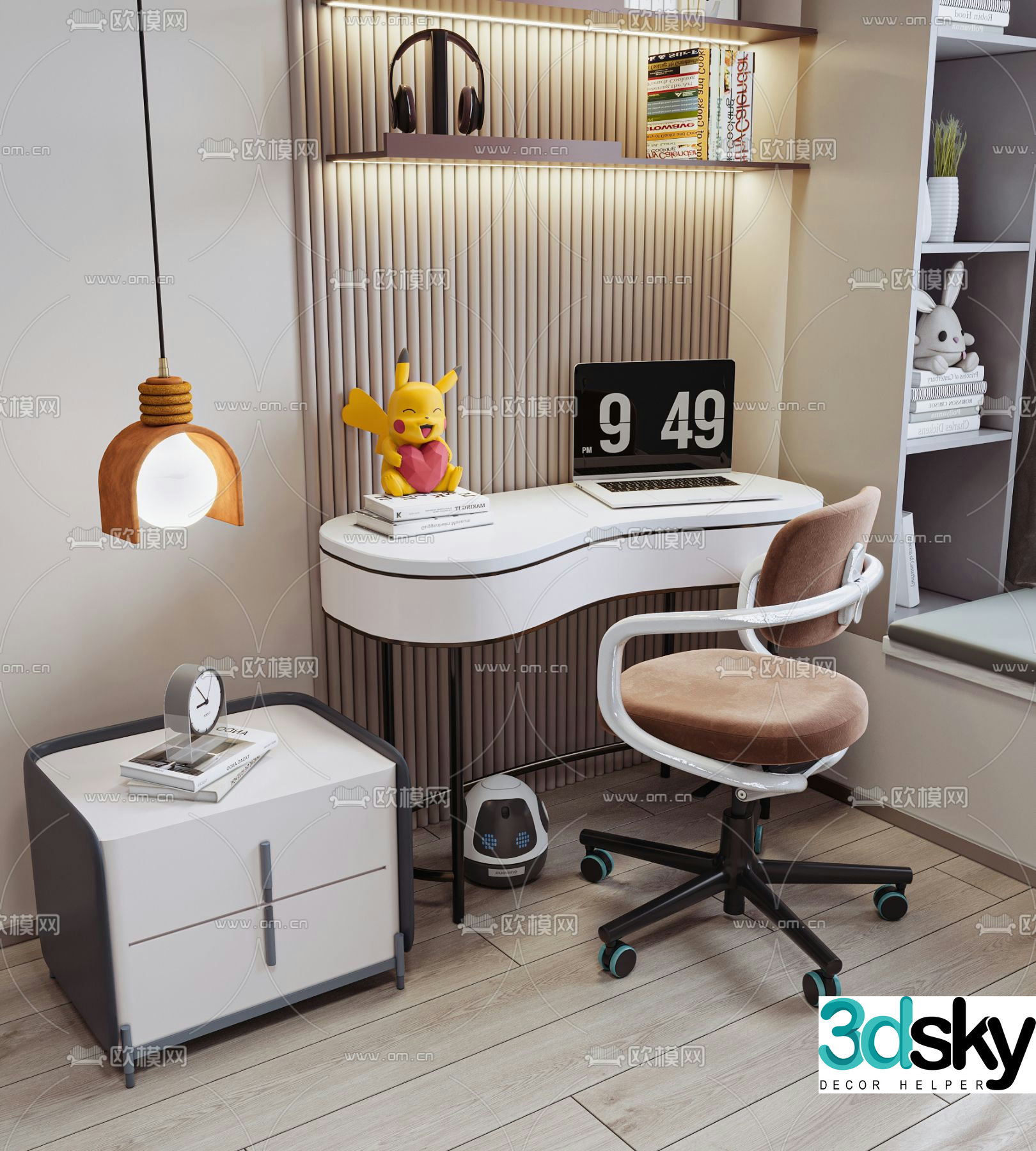 Modern children’s desk and chair combination 3d model