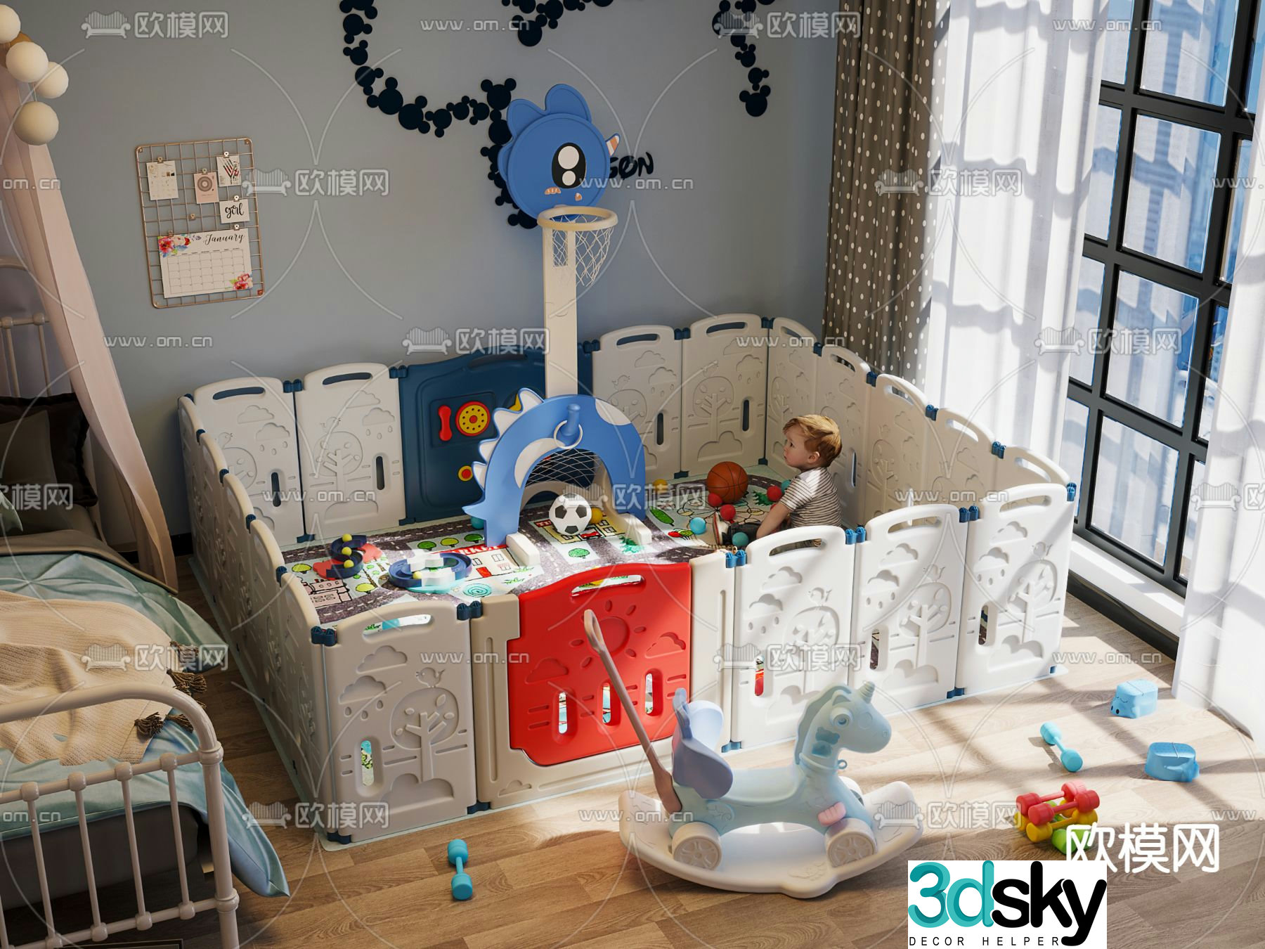 Modern children’s fence 3d model