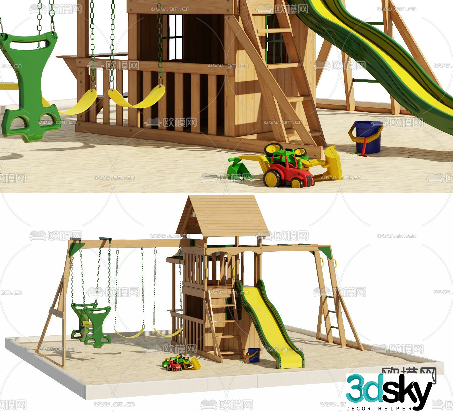 Modern children's facilities slide sand pool 3d model