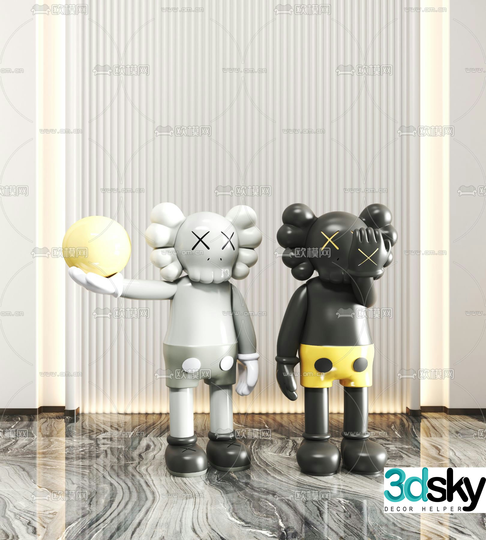 Modern Kaws trendy sculpture 3d model