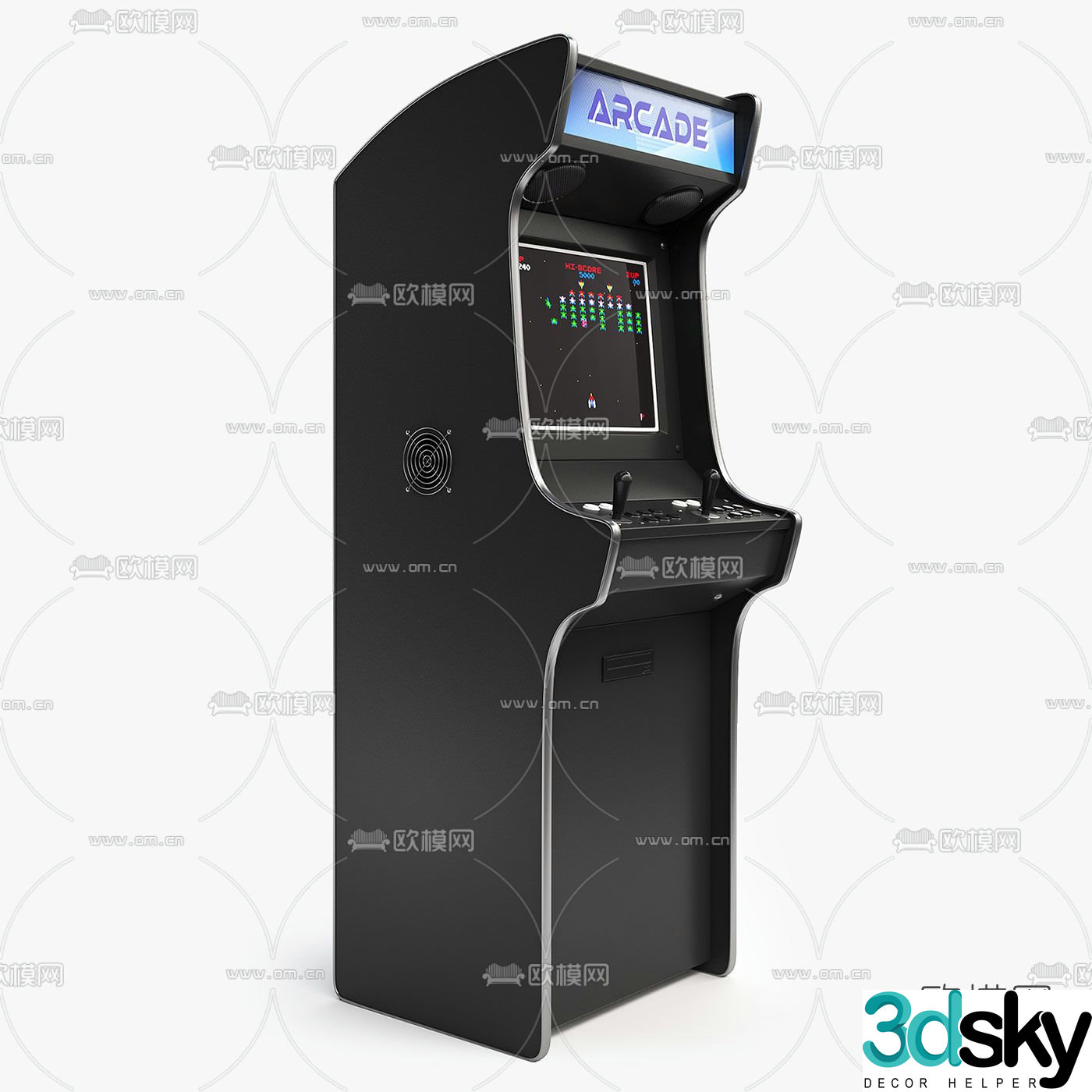 Modern arcade game machine free 3d model