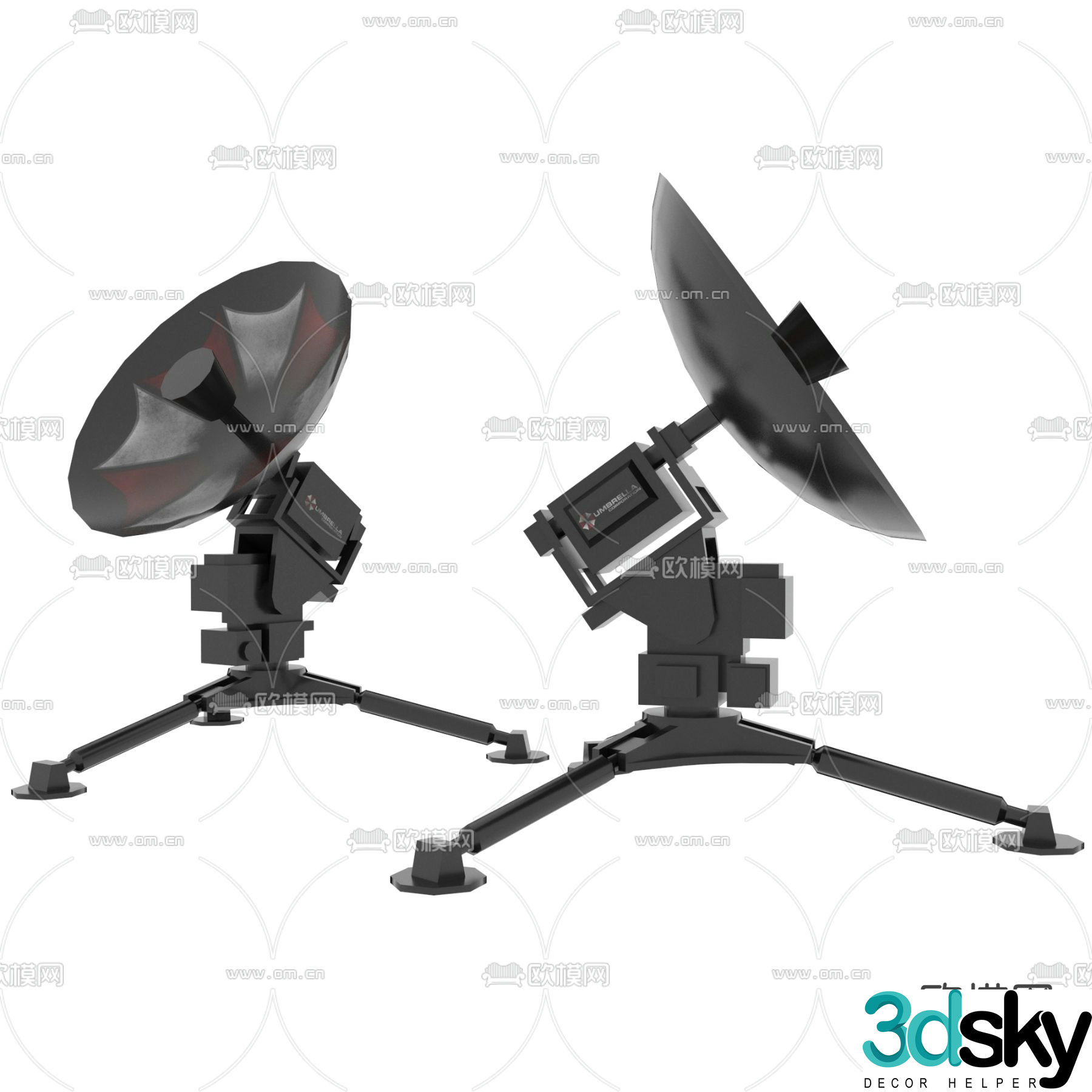 Modern satellite radar 3d model