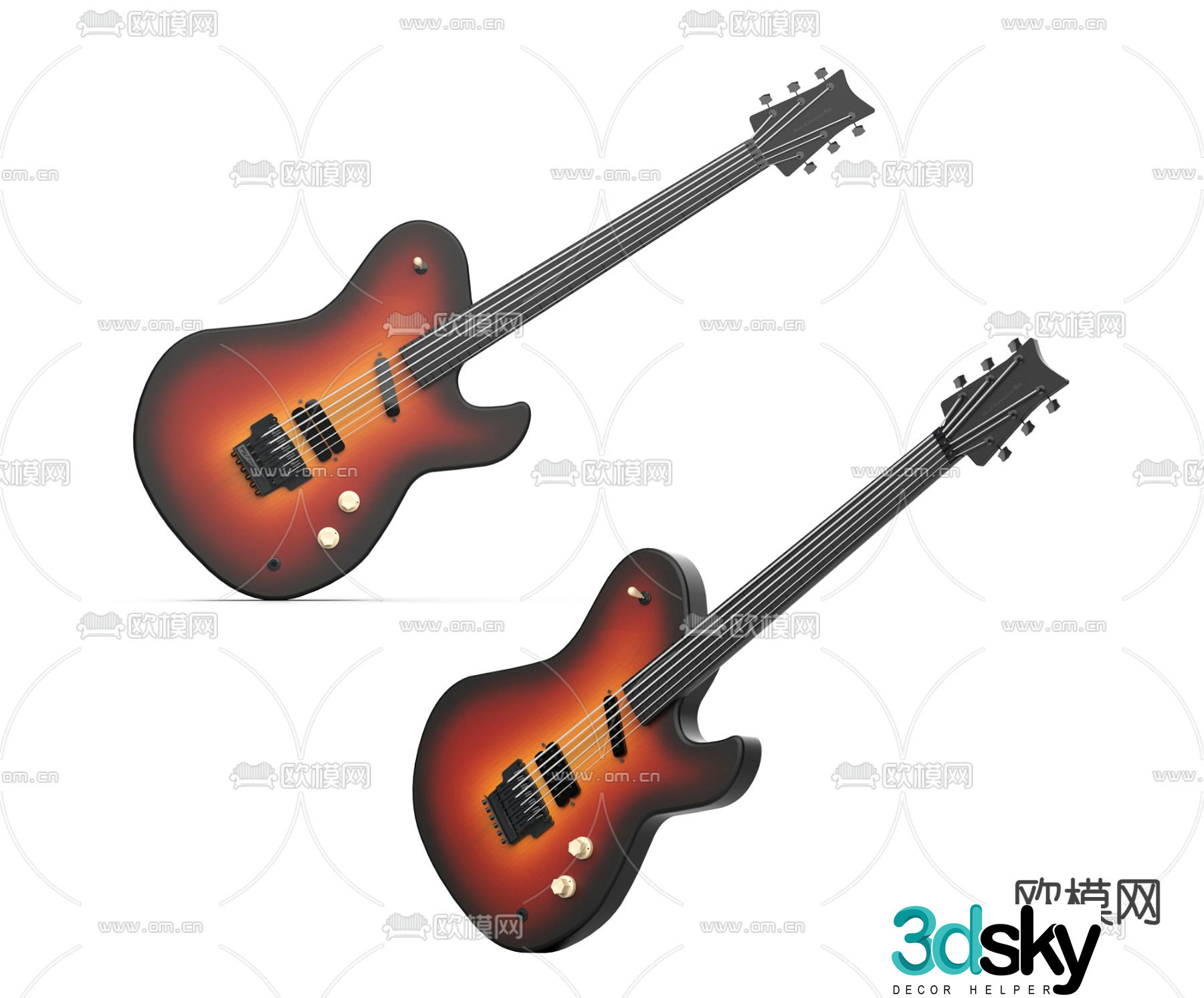 Modern electric guitar 3d model