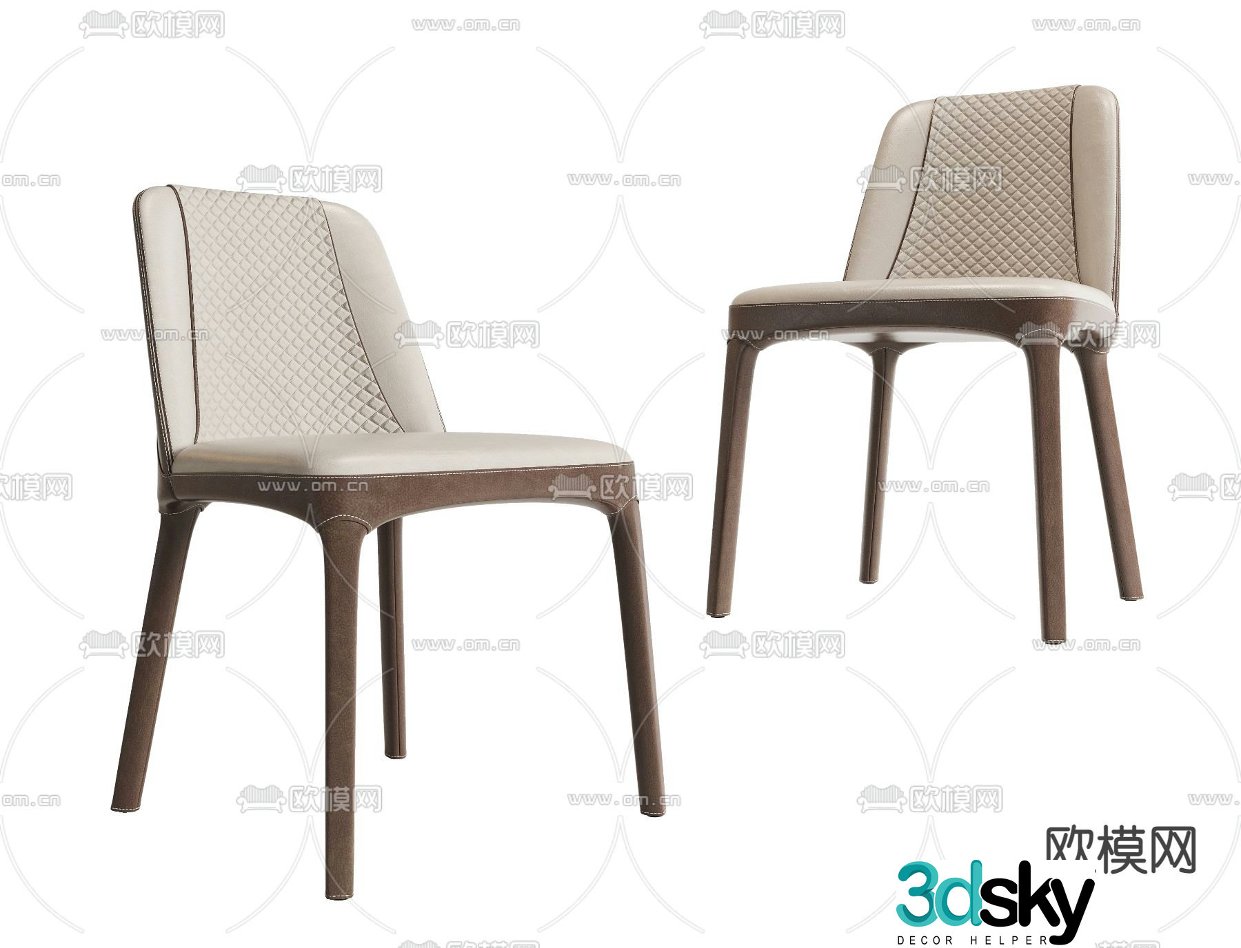 Cattelan Italia modern fabric side chair 3d model