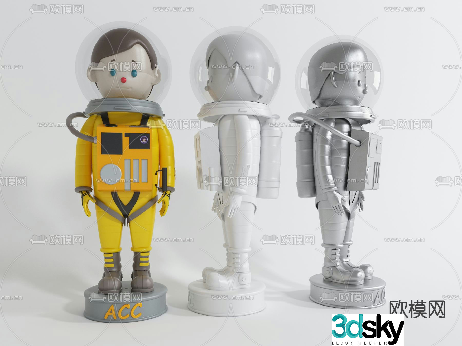 Modern astronaut toy 3d model