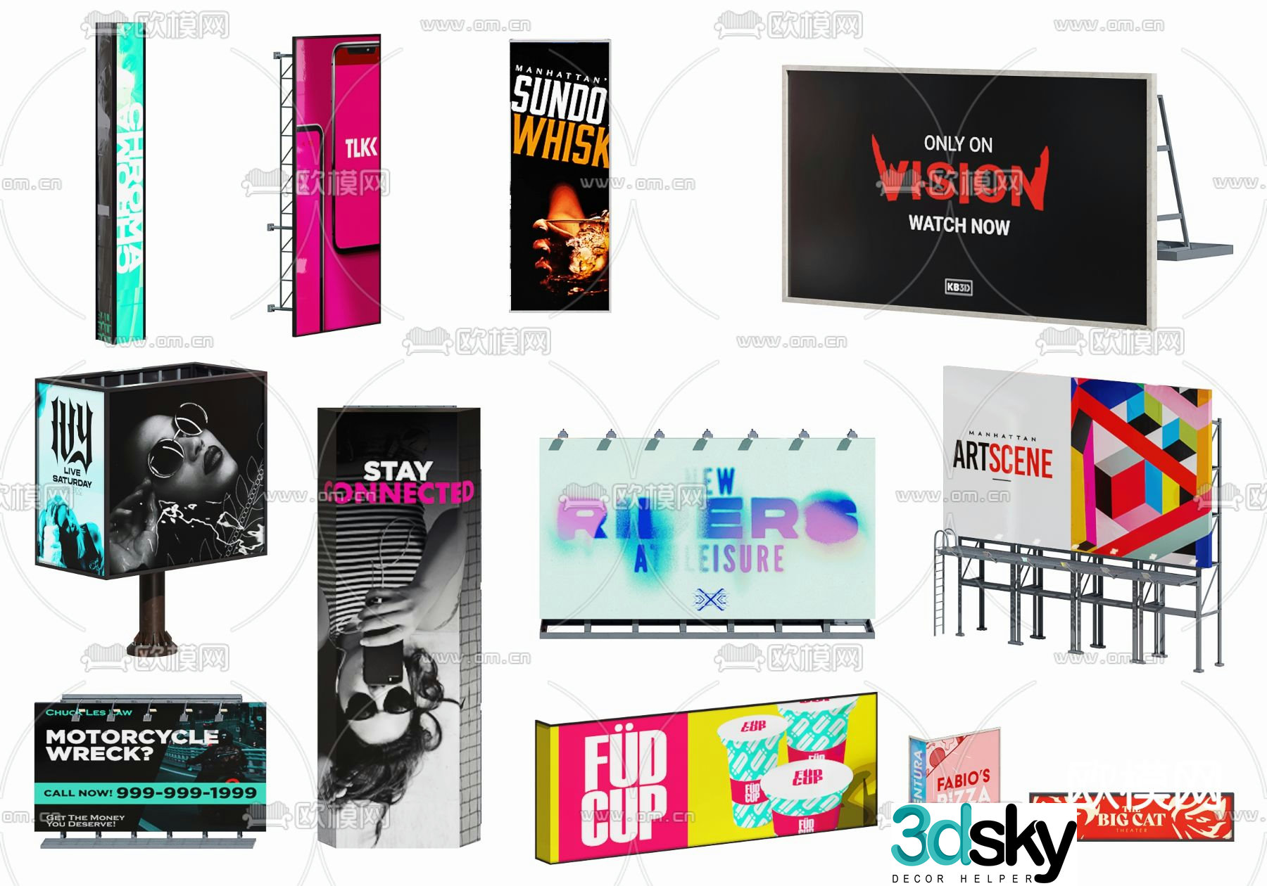 Modern billboard electronic screen 3d model