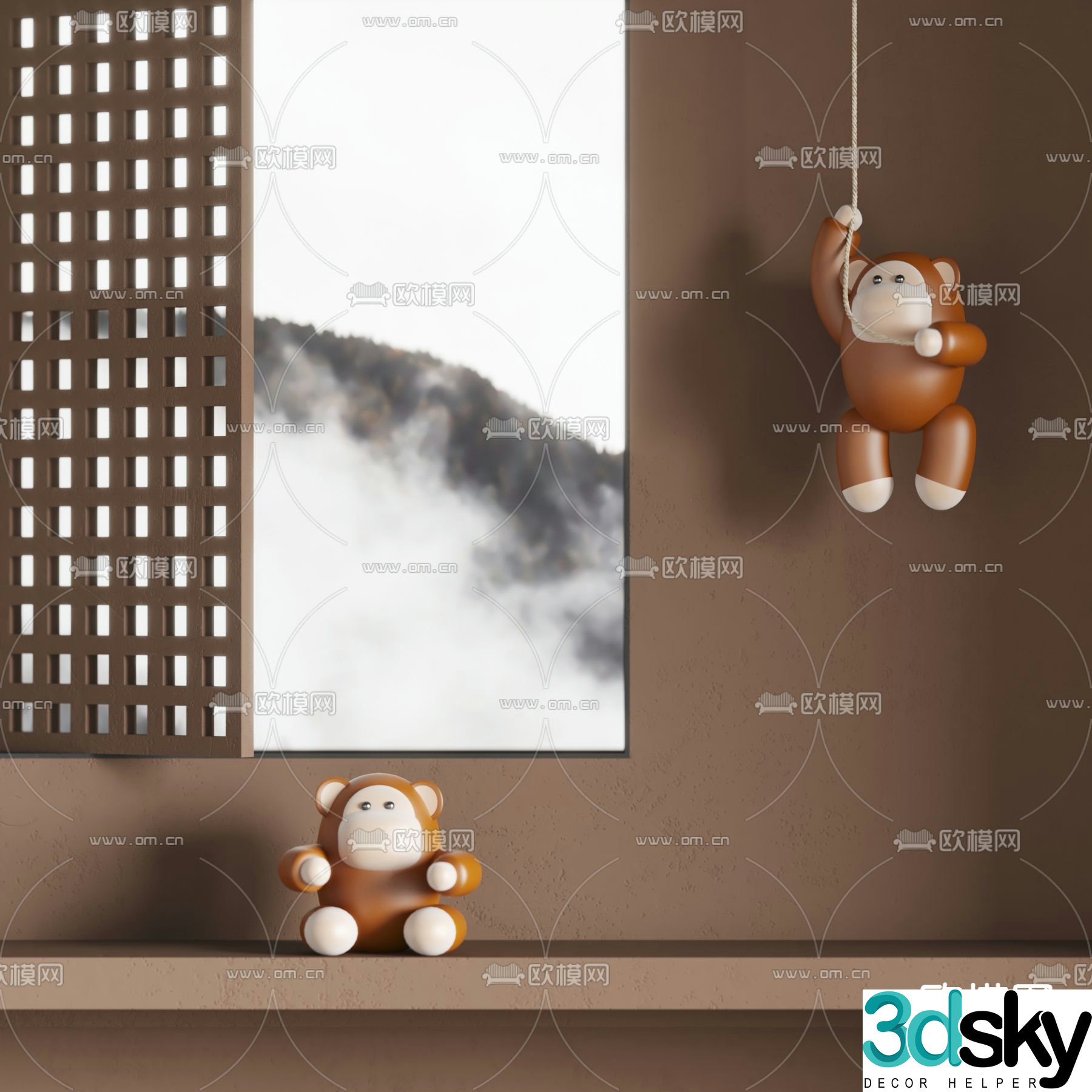 Modern monkey toy ornament 3d model