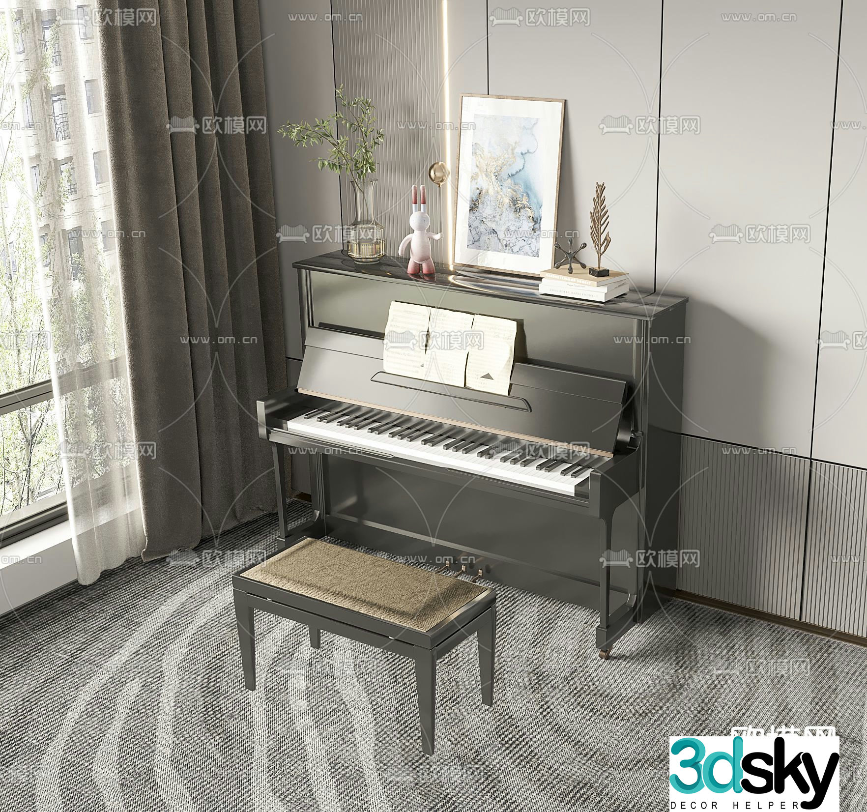 modern piano 3d model