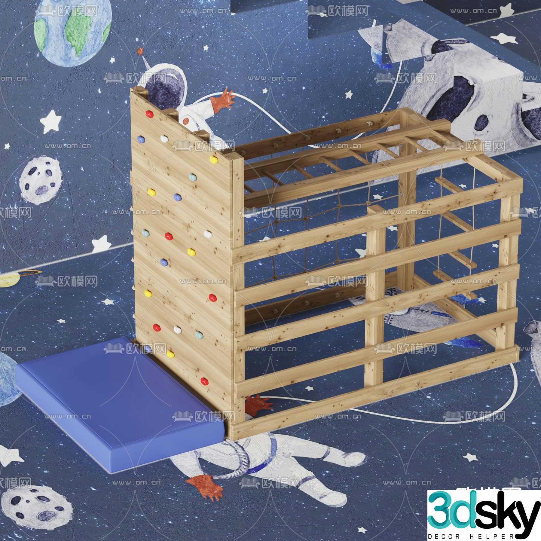 Modern children's climbing play structure 3d model