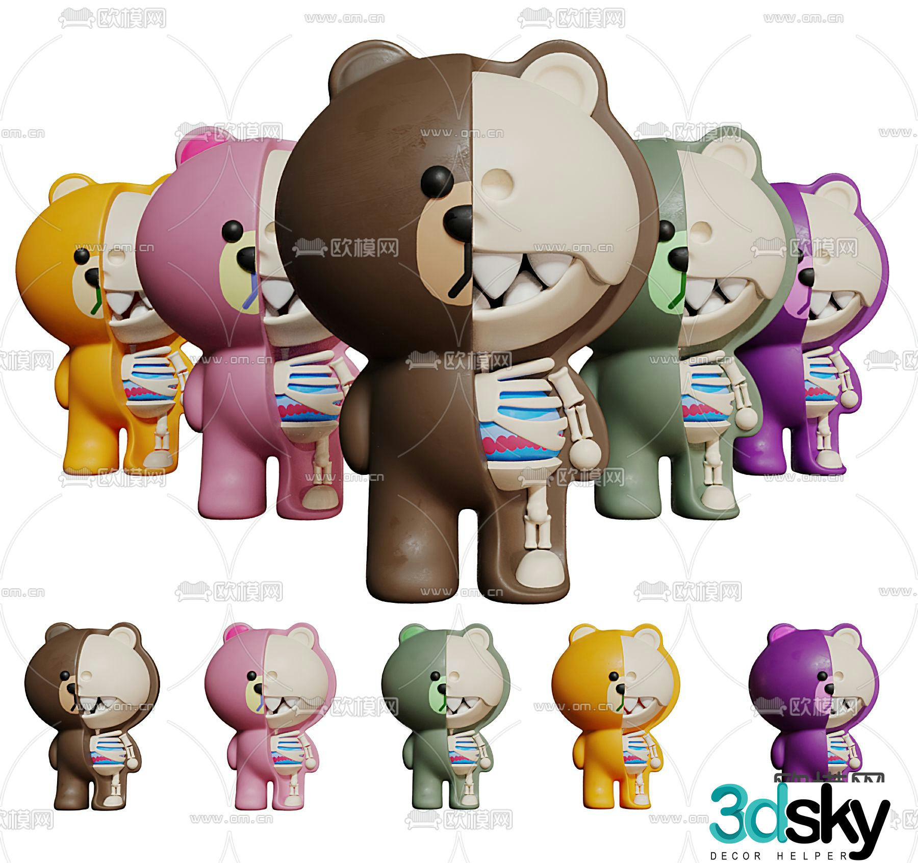 Modern brown bear toy 3d model