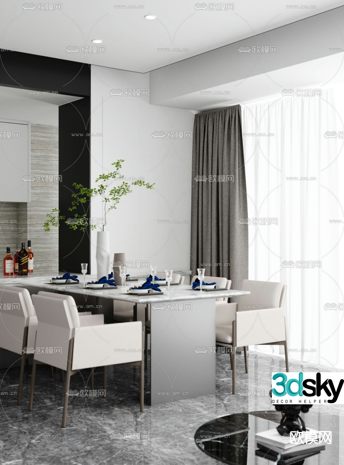 Zhenpin Space Design Modern Restaurant 3D Model
