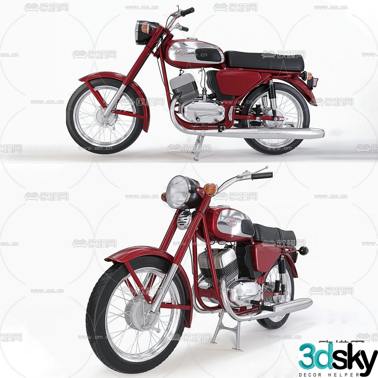 Modern retro motorcycle 3d model