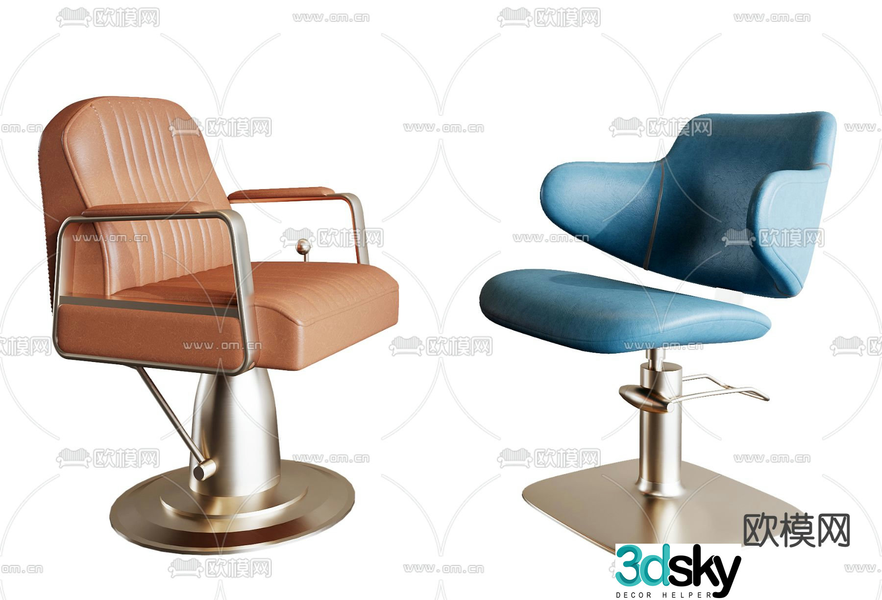 Modern leather barber chair 3d model