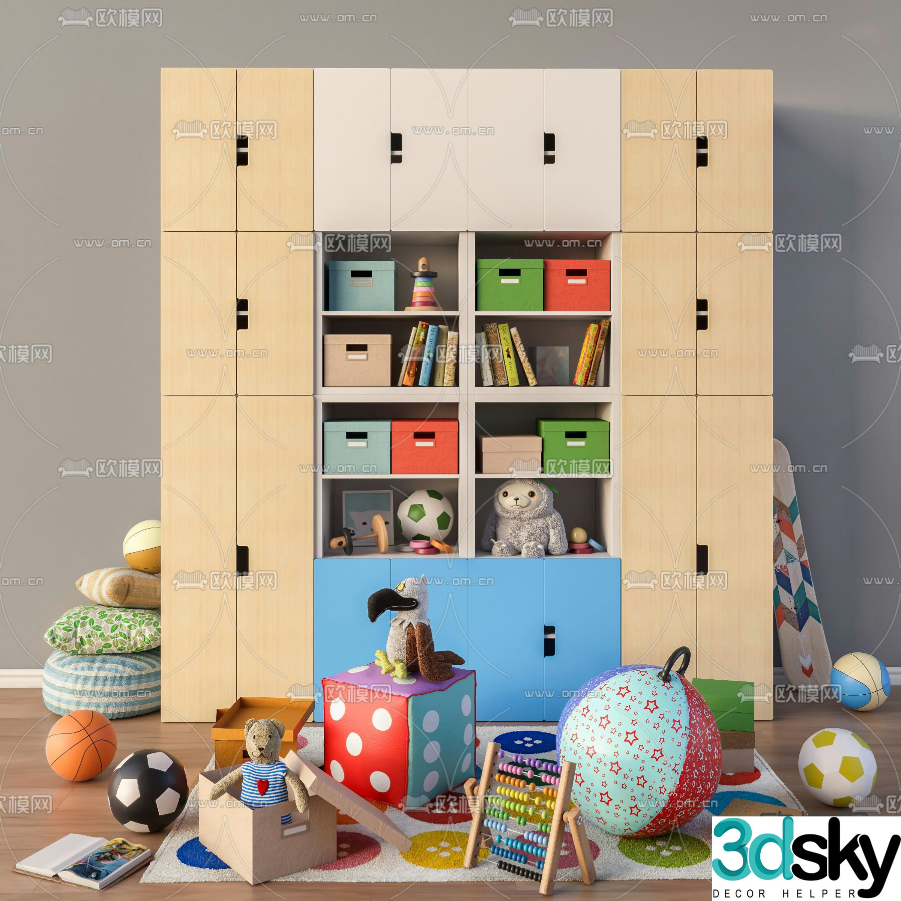Modern children’s locker 3d model