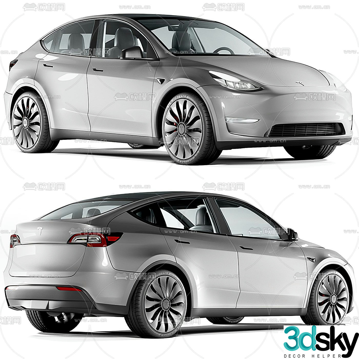 Modern electric car 3d model