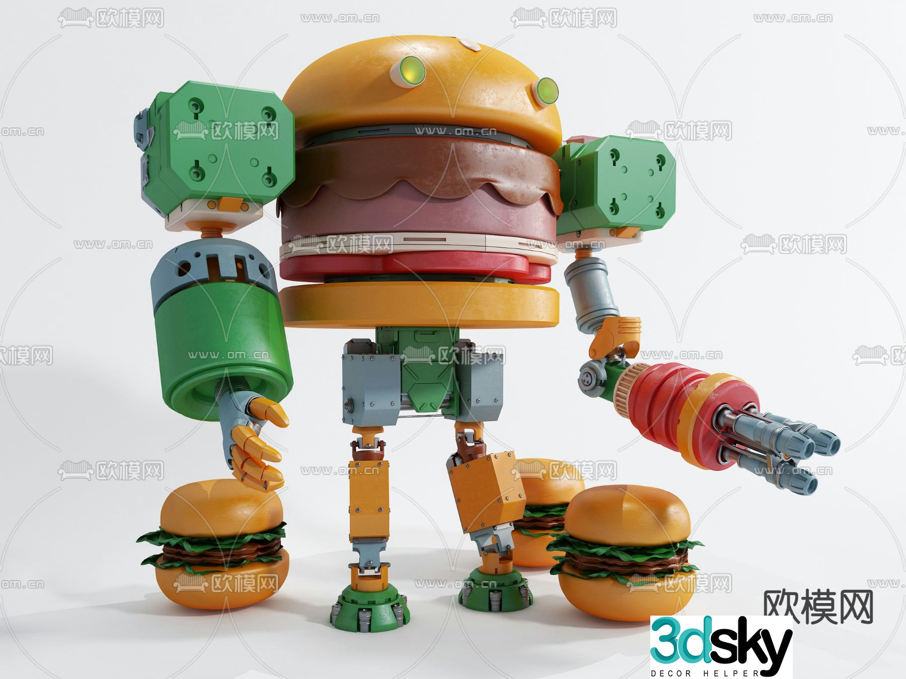 Modern burger robot toy 3d model