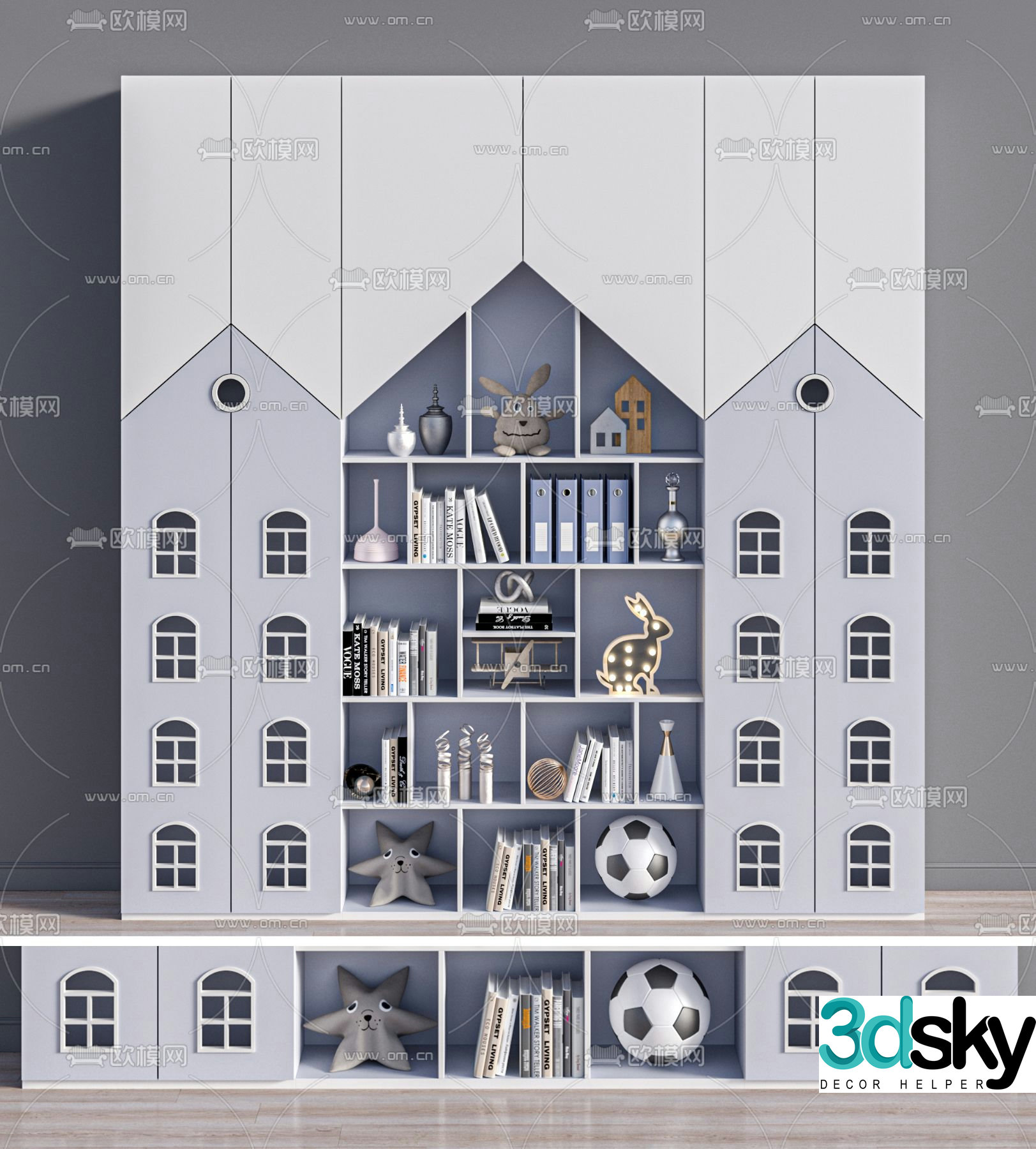 Modern children’s bookcase decorative cabinet 3d model