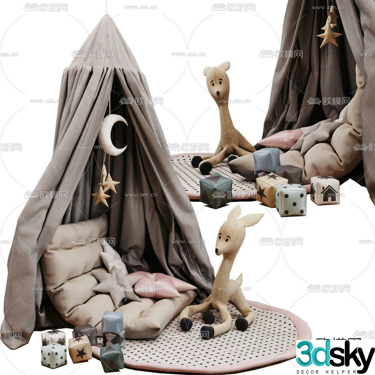 Modern children’s tent 3d model
