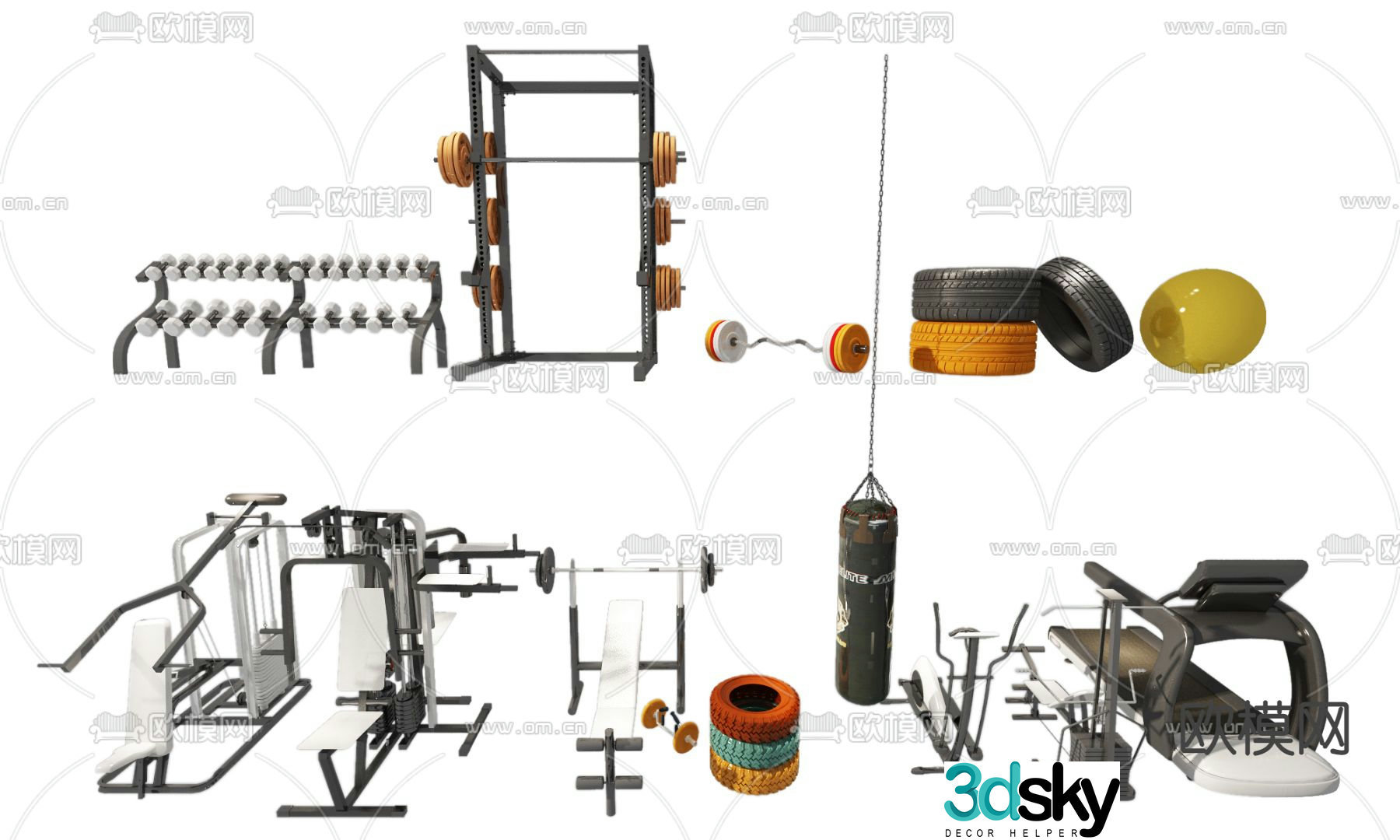 Modern fitness equipment 3d model