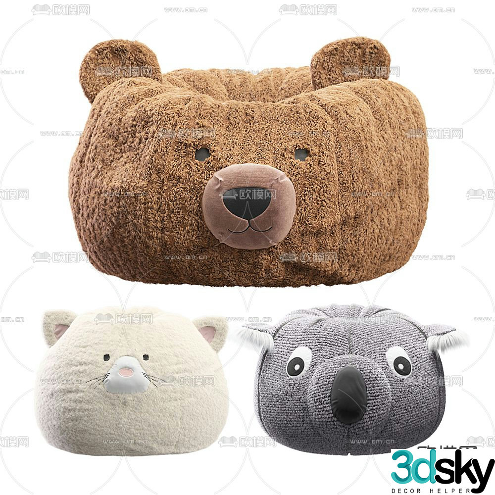 Modern children’s cartoon animal doll pillow 3D model