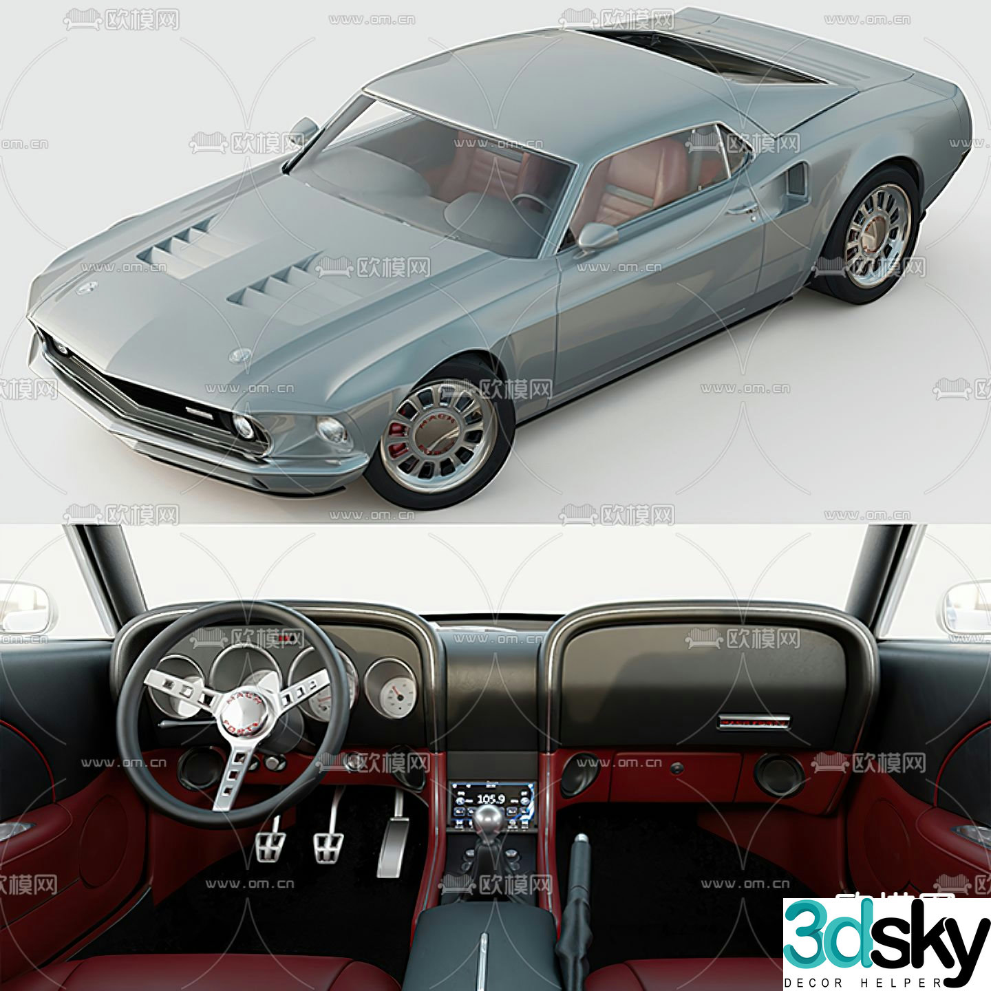 Modern retro car 3d model
