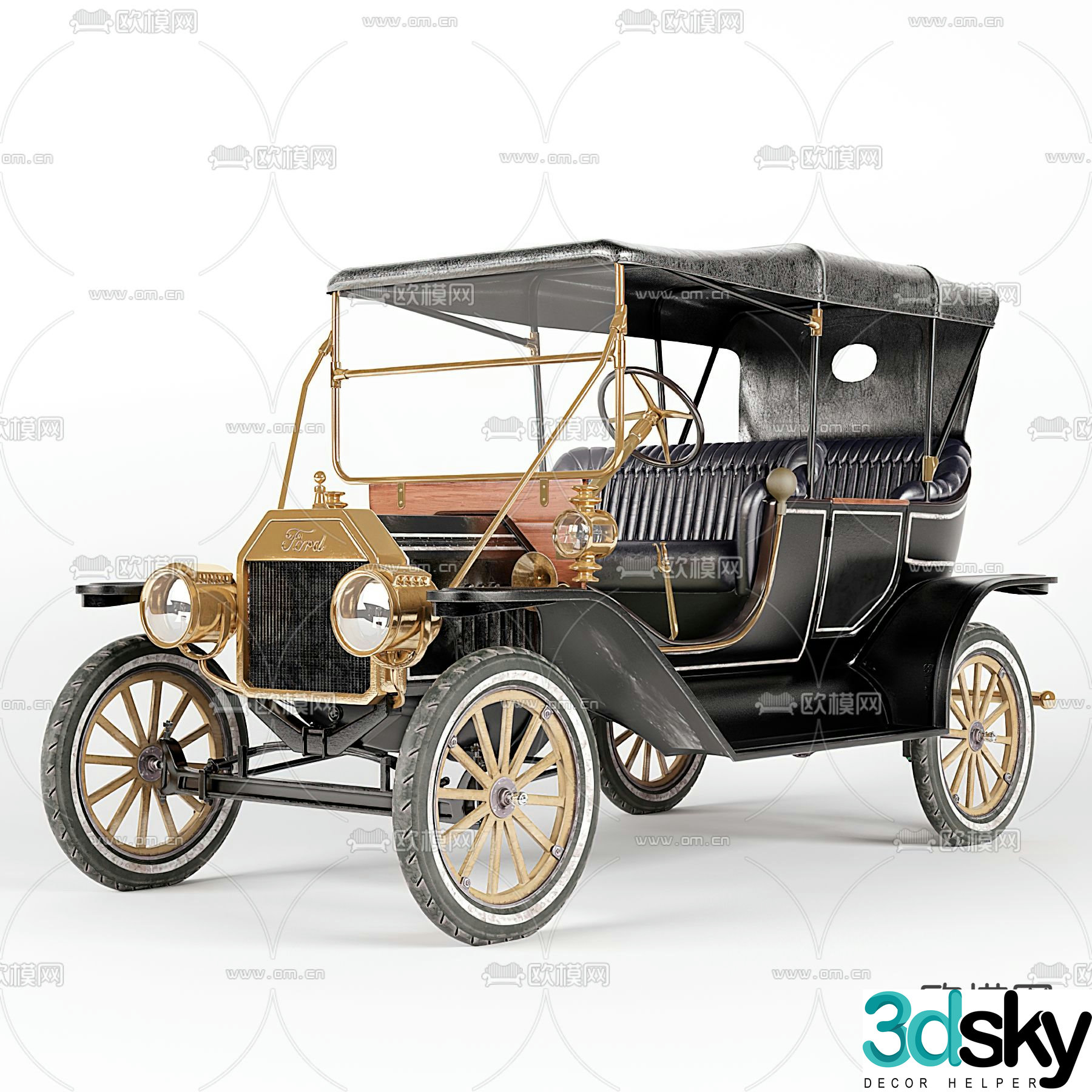 Modern retro classic car 3d model