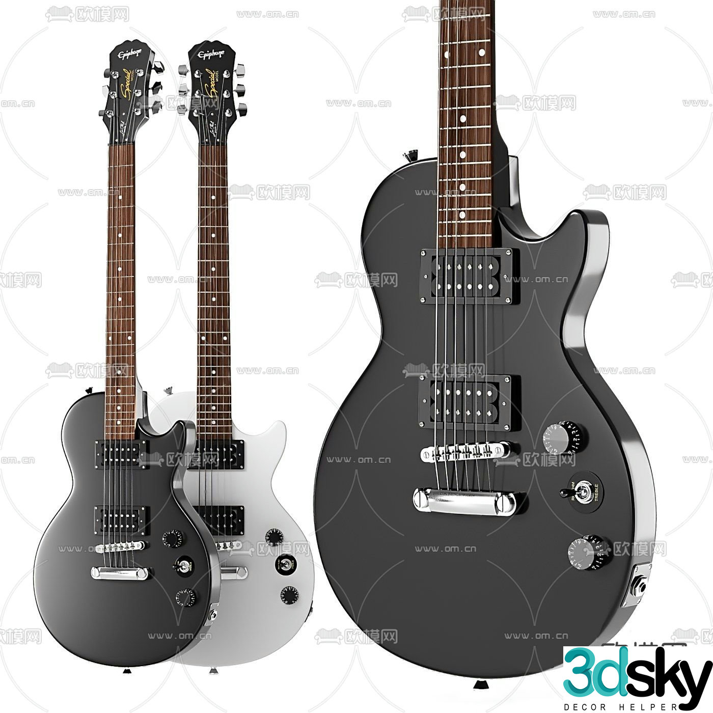 modern guitar 3d model
