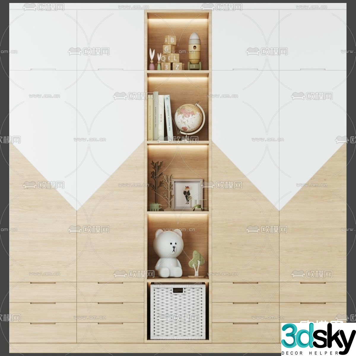 Modern children’s wardrobe decorative cabinet 3d model