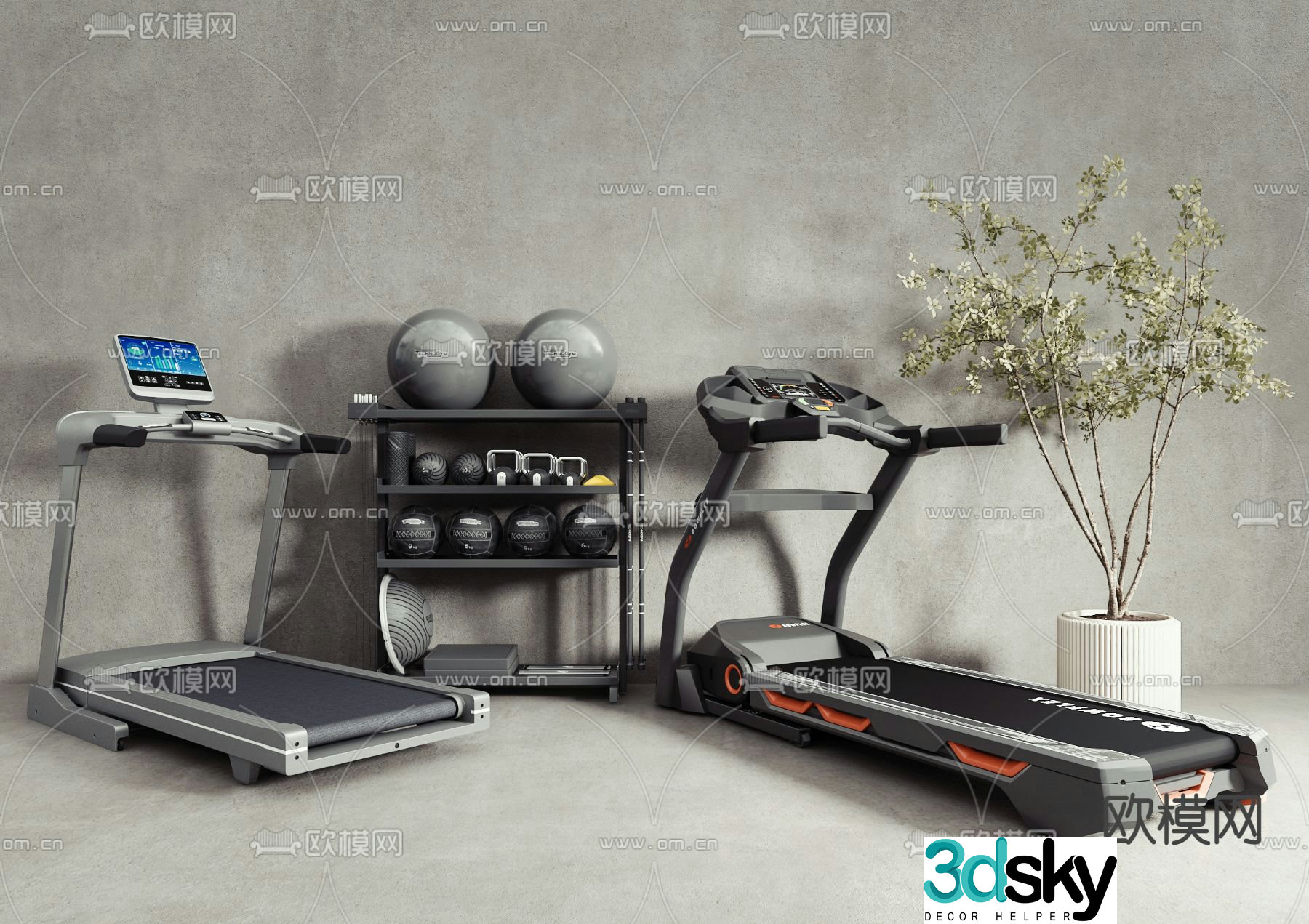 Modern treadmill 3d model
