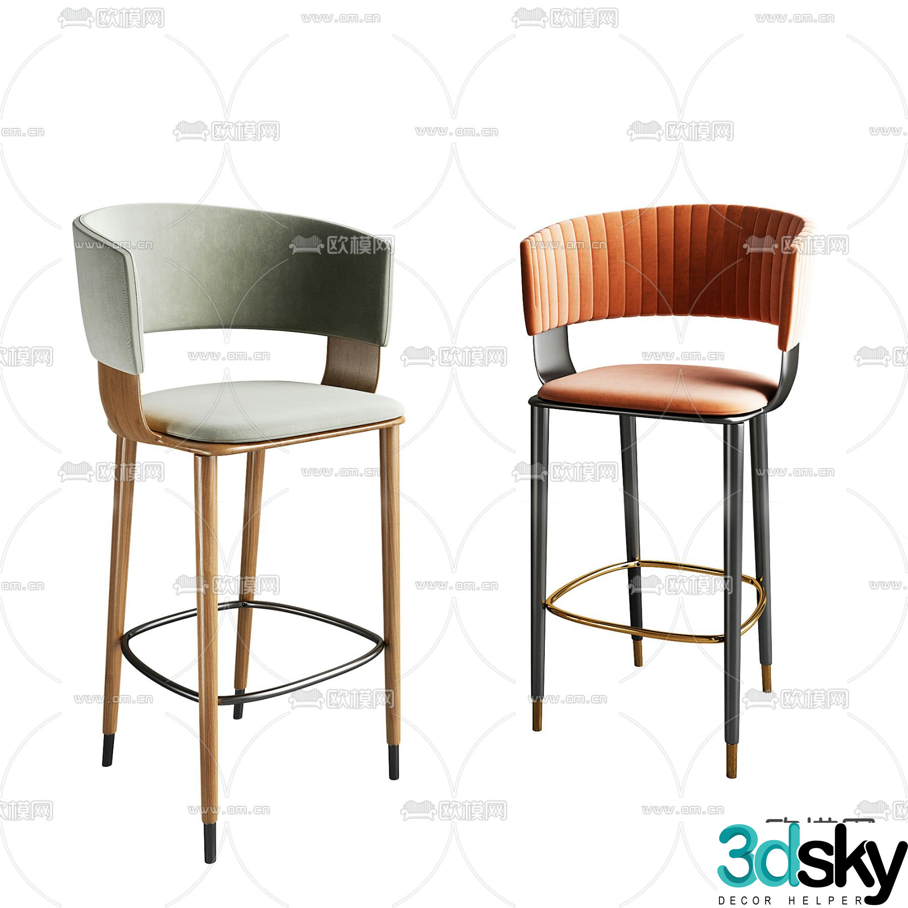 BAXTER fabric bar chair 3d model