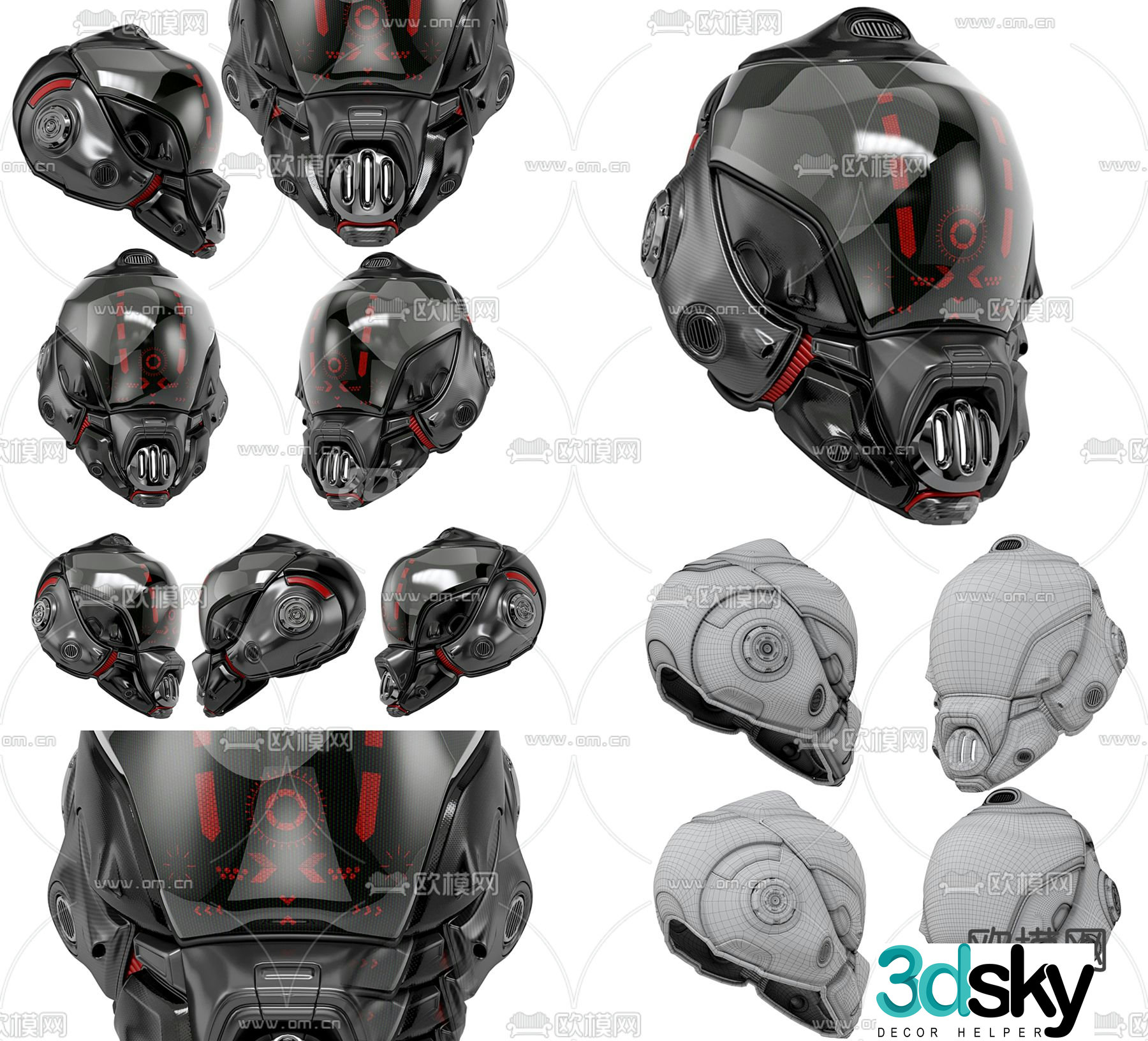 Modern motorcycle helmet 3d model
