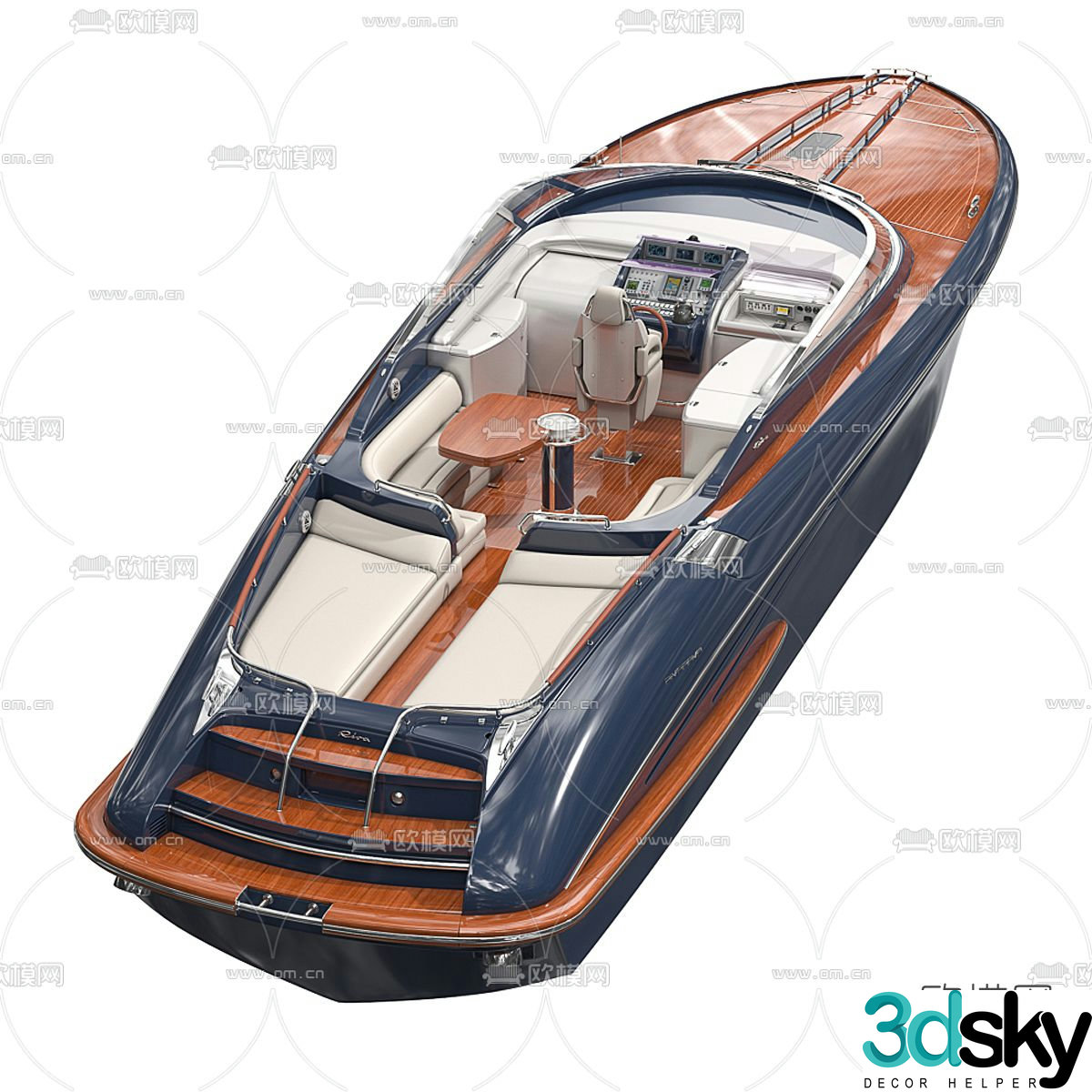 Modern luxury yacht speedboat 3d model