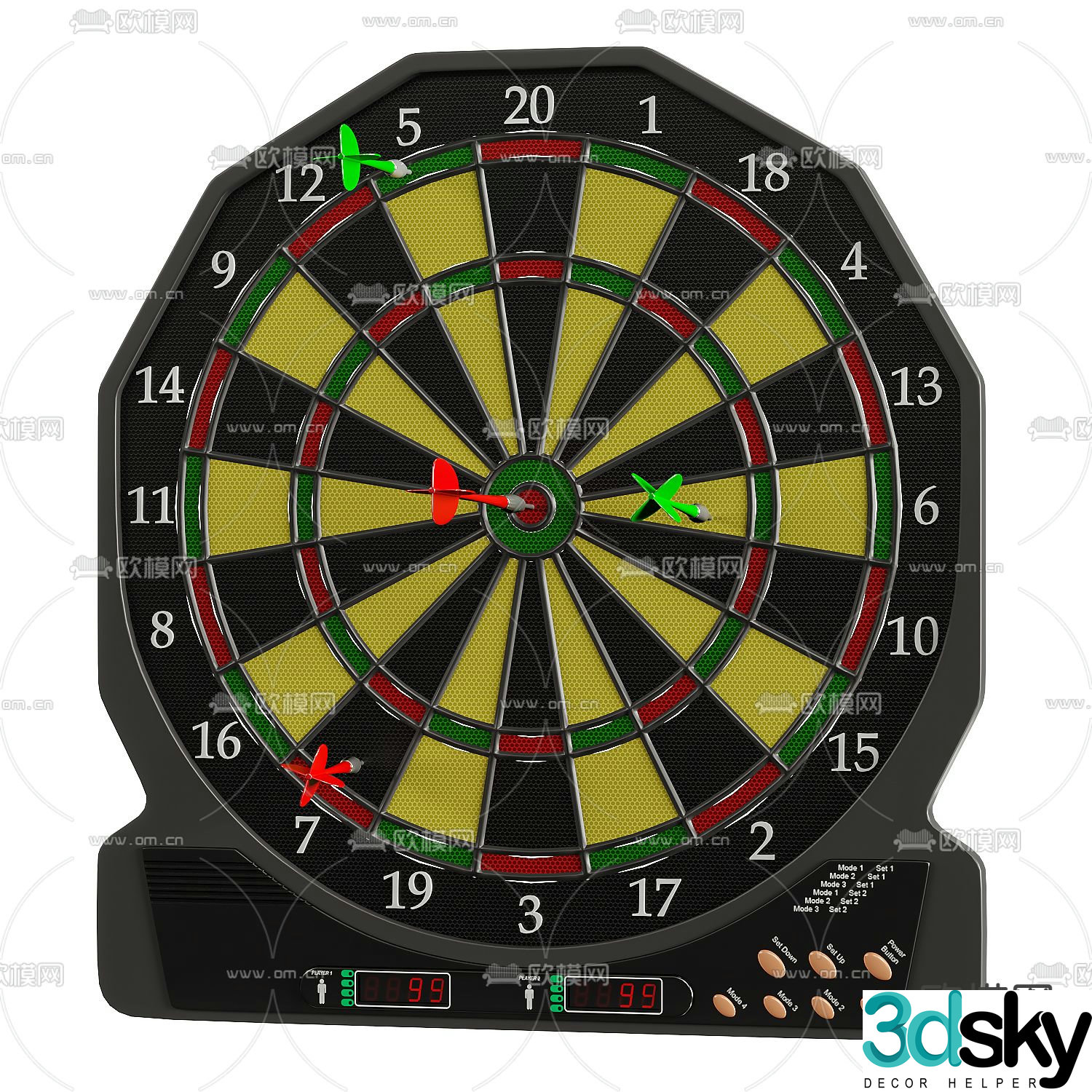 Modern darts game equipment 3d model