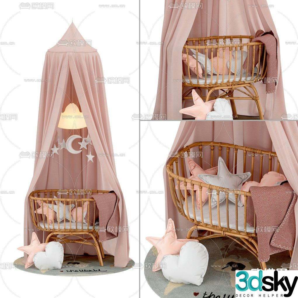 Modern tent crib 3d model