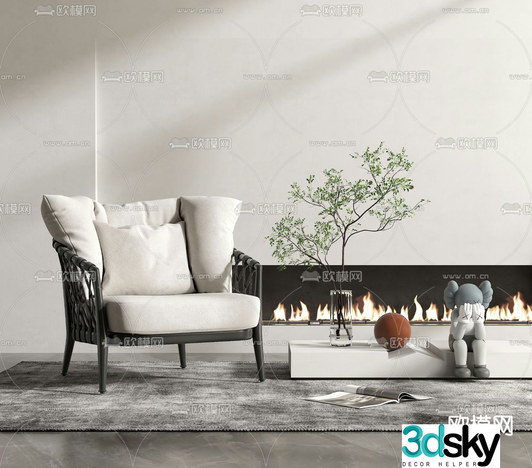 B&B Italia modern fabric lounge chair 3d model