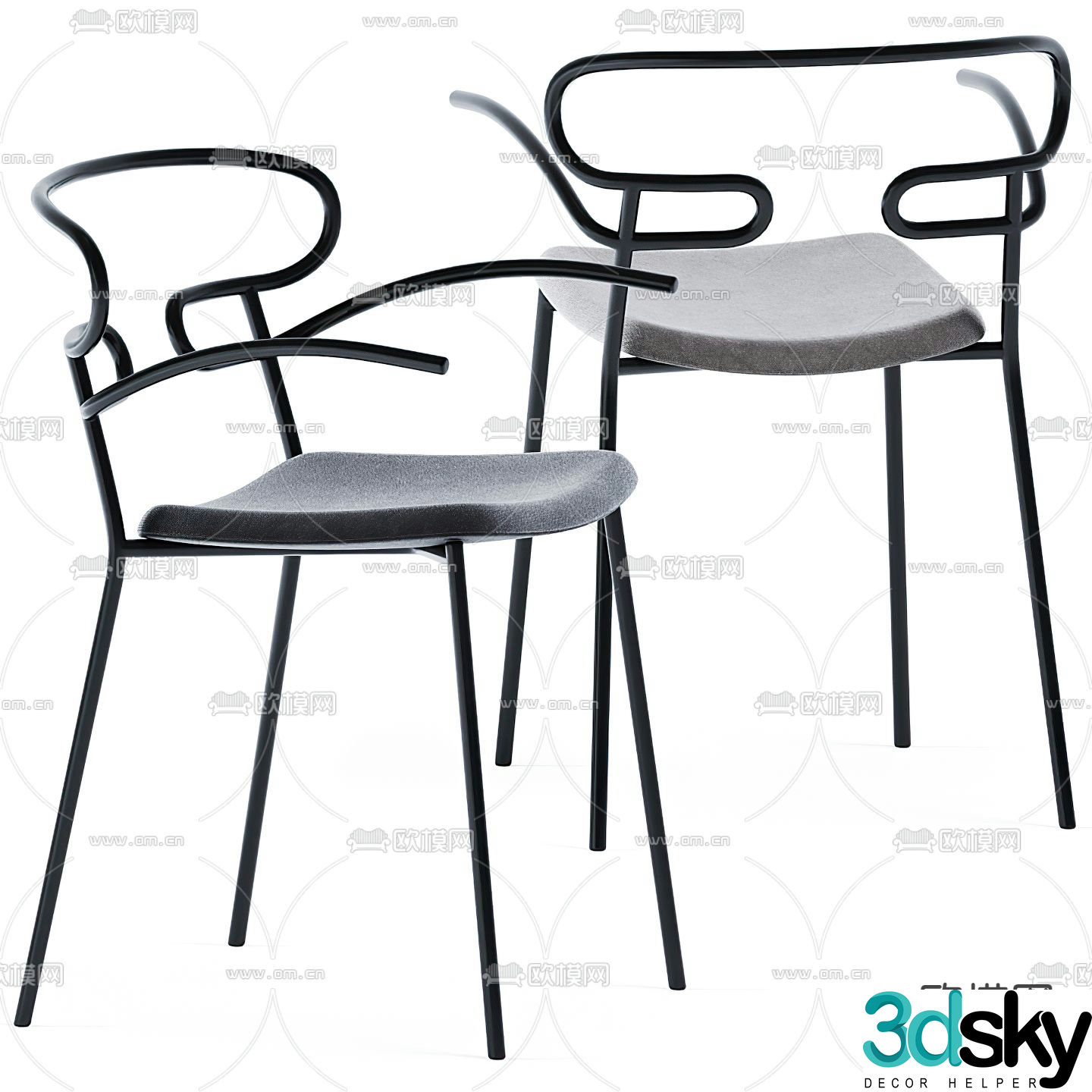 BAXTER modern iron single chair 3d model